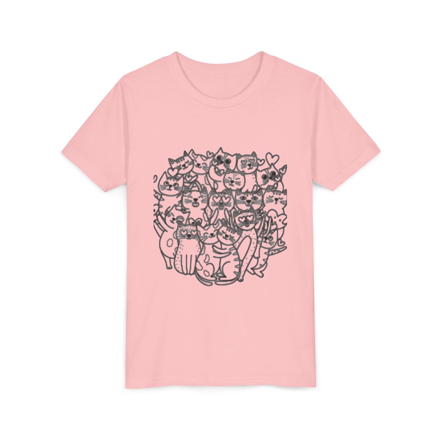 Cute Cat Illustration Youth Short Sleeve Tee - Perfect Gift for Animal Lovers