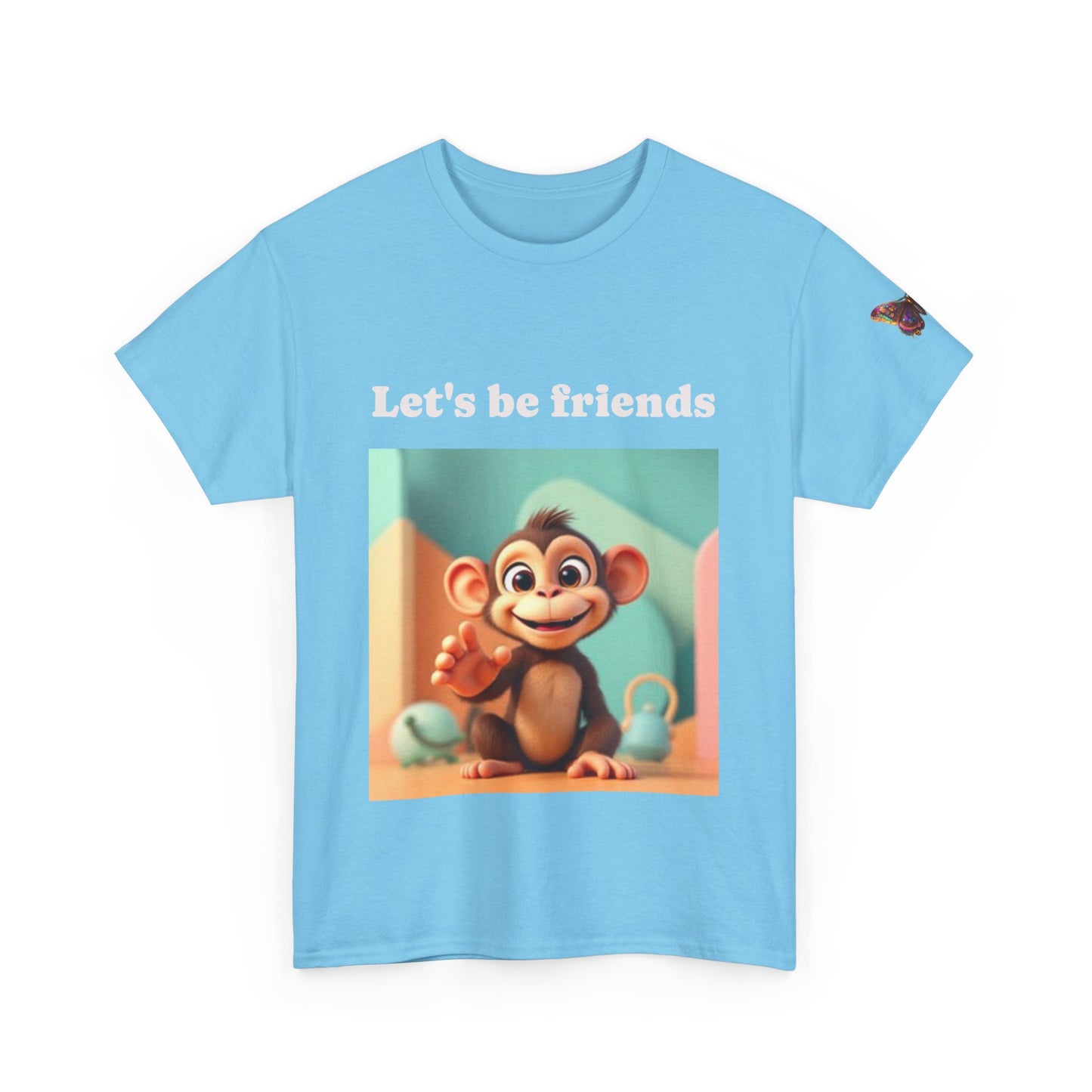 Playful Monkey T-shirt - "Let's Be Friends" Shirt