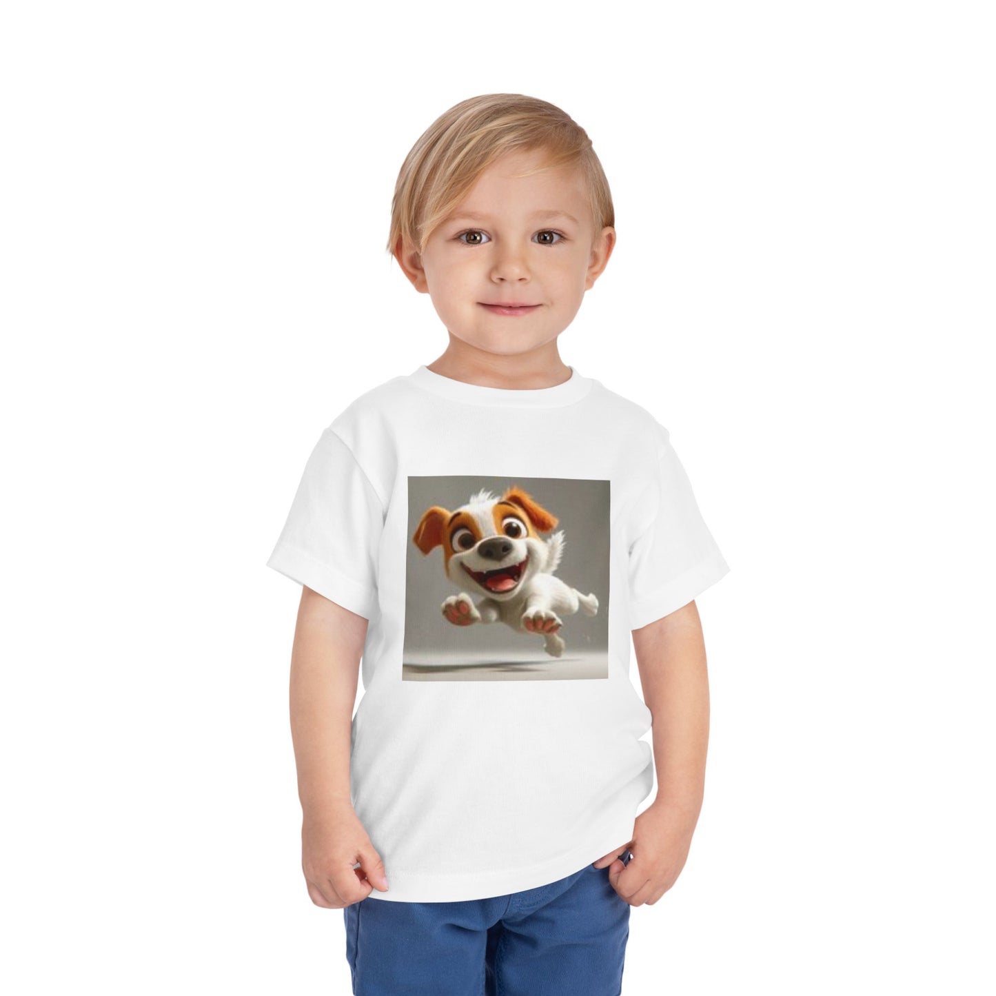 Cute Toddler Dog Jumping T-shirt & Heart, Adorable Kids T-Shirt, Pet Lover Gift, Animal Print Top, Birthday Outfit, Playwear for Toddlers