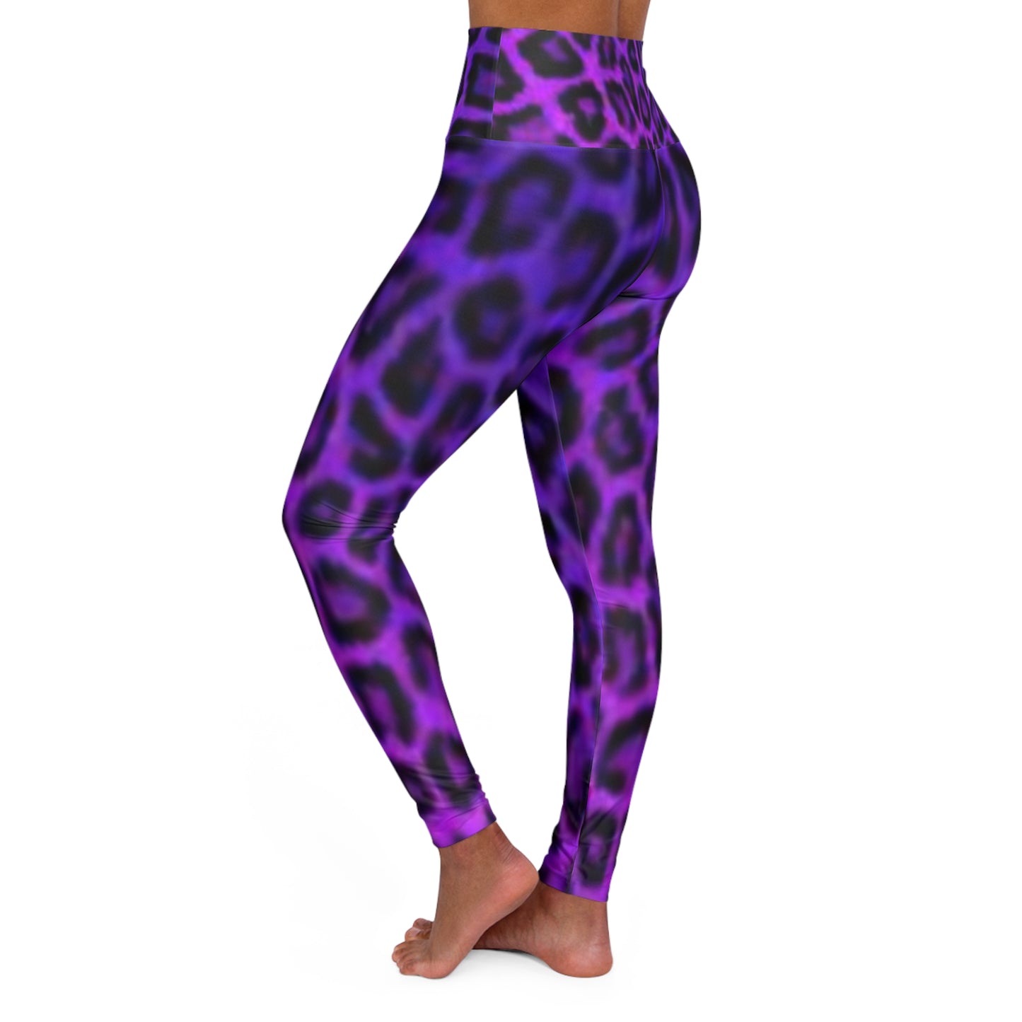Leggings de yoga taille haute à imprimé léopard violet intense pour un style de vie actif 
