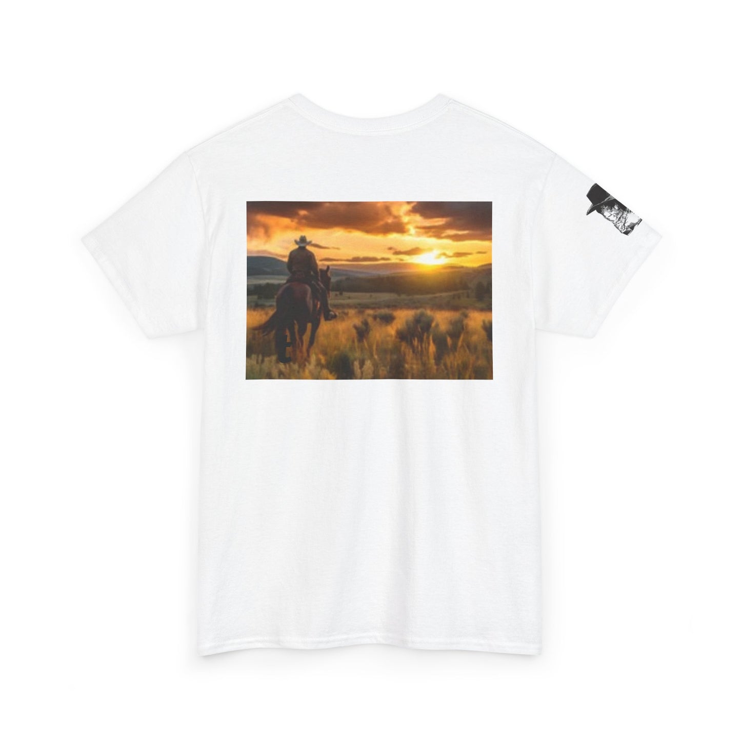 T-shirt unisexe en coton épais Texas Pride – Motif coucher de soleil rustique 