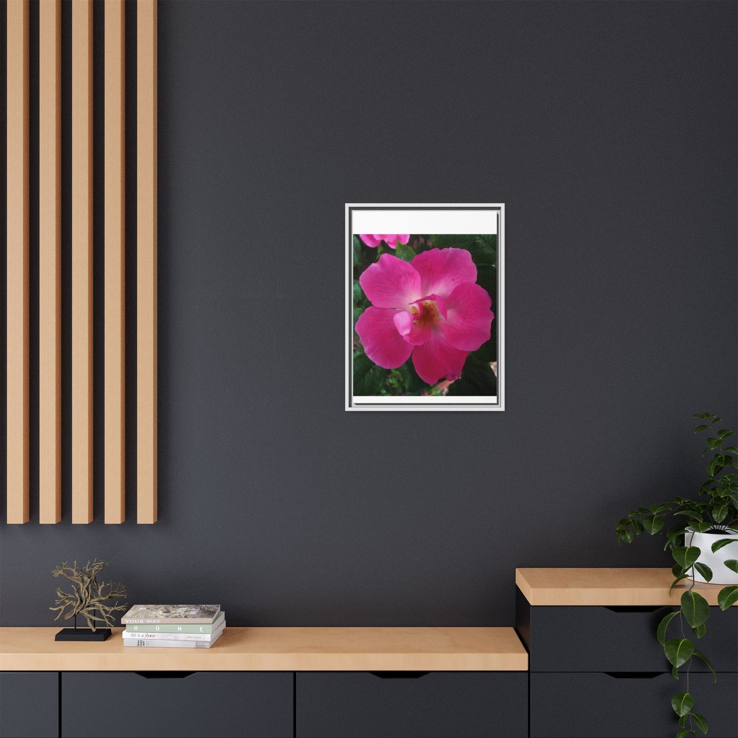 Framed Floral Canvas Art Print | Vibrant Pink Flower Decor, Wall Art for Home, Gift for Her, Mother's Day, Birthday
