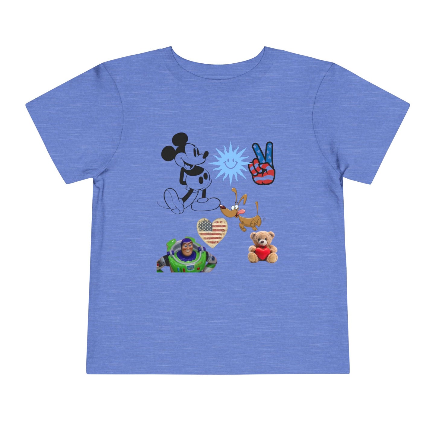Mickey Mouse Buzz Lightyear Heart Teddy Bear Toddler Short Sleeve T-shirt