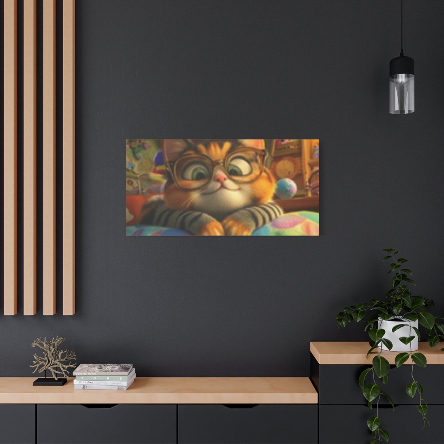 Charming Cat Canvas Wall Art, Cat Lover Decor, Cute Cat Artwork, Gift for Pet Owners, Whimsical Home Decor, Cat-Themed Room