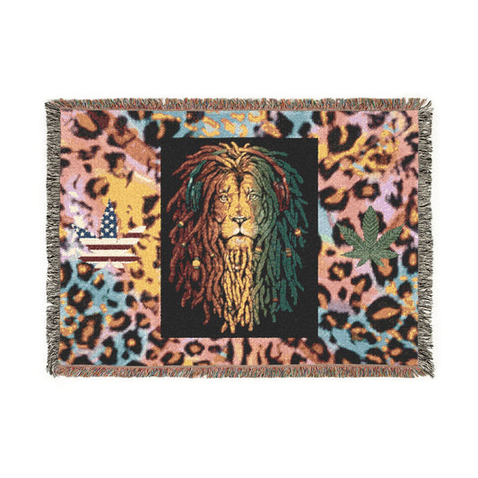 Vibrant Lion Woven Blanket | Colorful Home Decor, Cozy Gift, Animal Art Throw, Boho Style, Lion Lover's Blanket