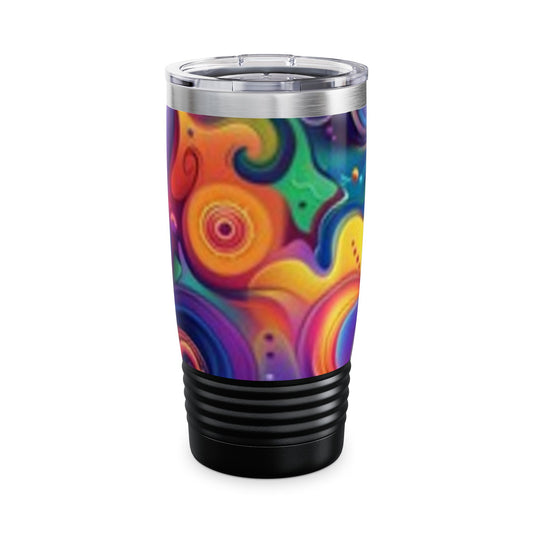 Vibrant Swirl 20oz Ringneck Tumbler - Colorful Travel Mug for Coffee Lovers