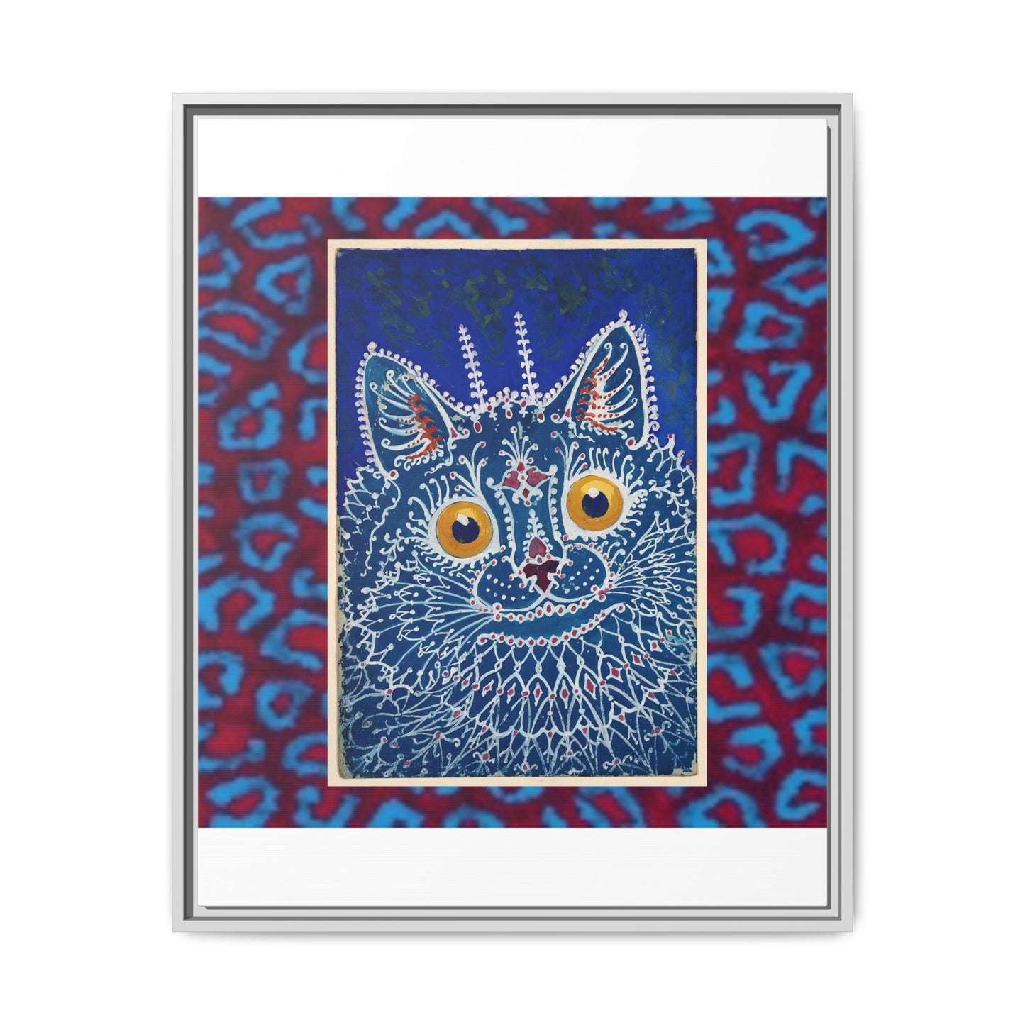 Colorful Cat Framed Matte Canvas Art - Whimsical Home Decor