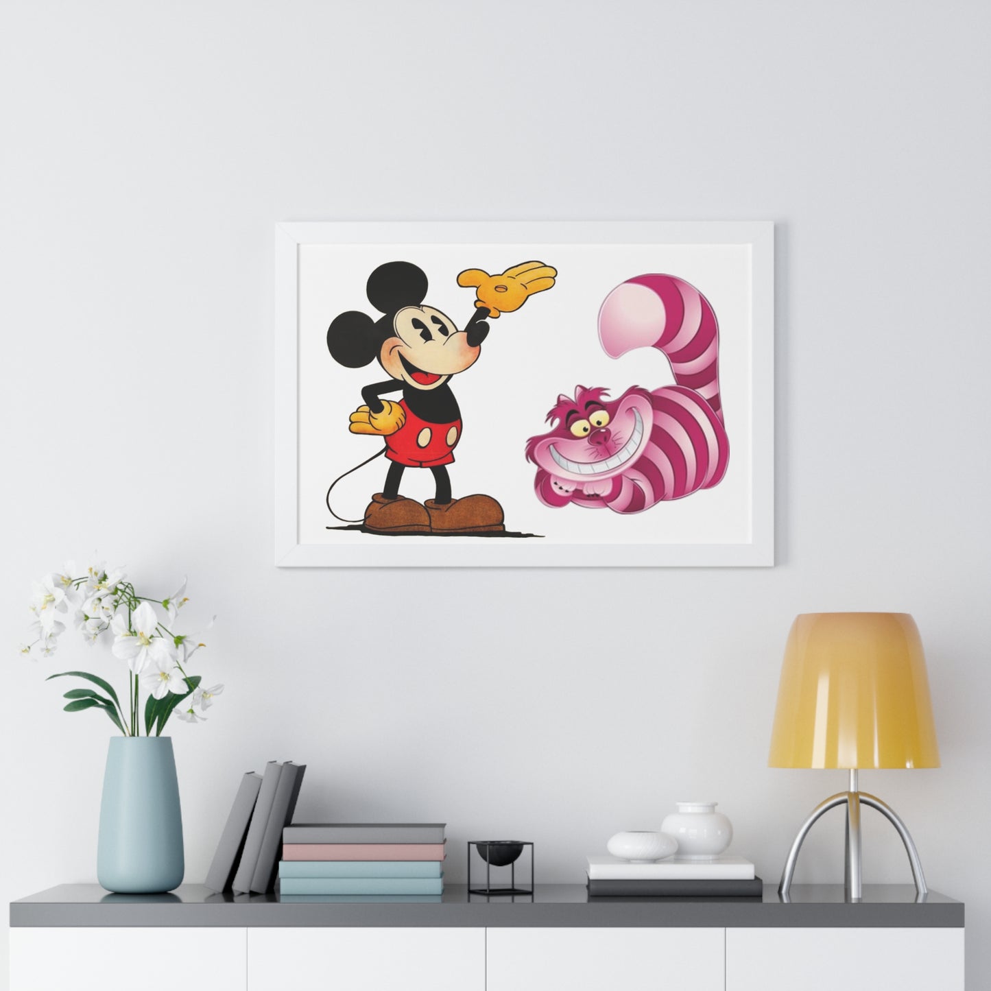 Framed Horizontal Poster Mickey Mouse & Cheshire Cat
