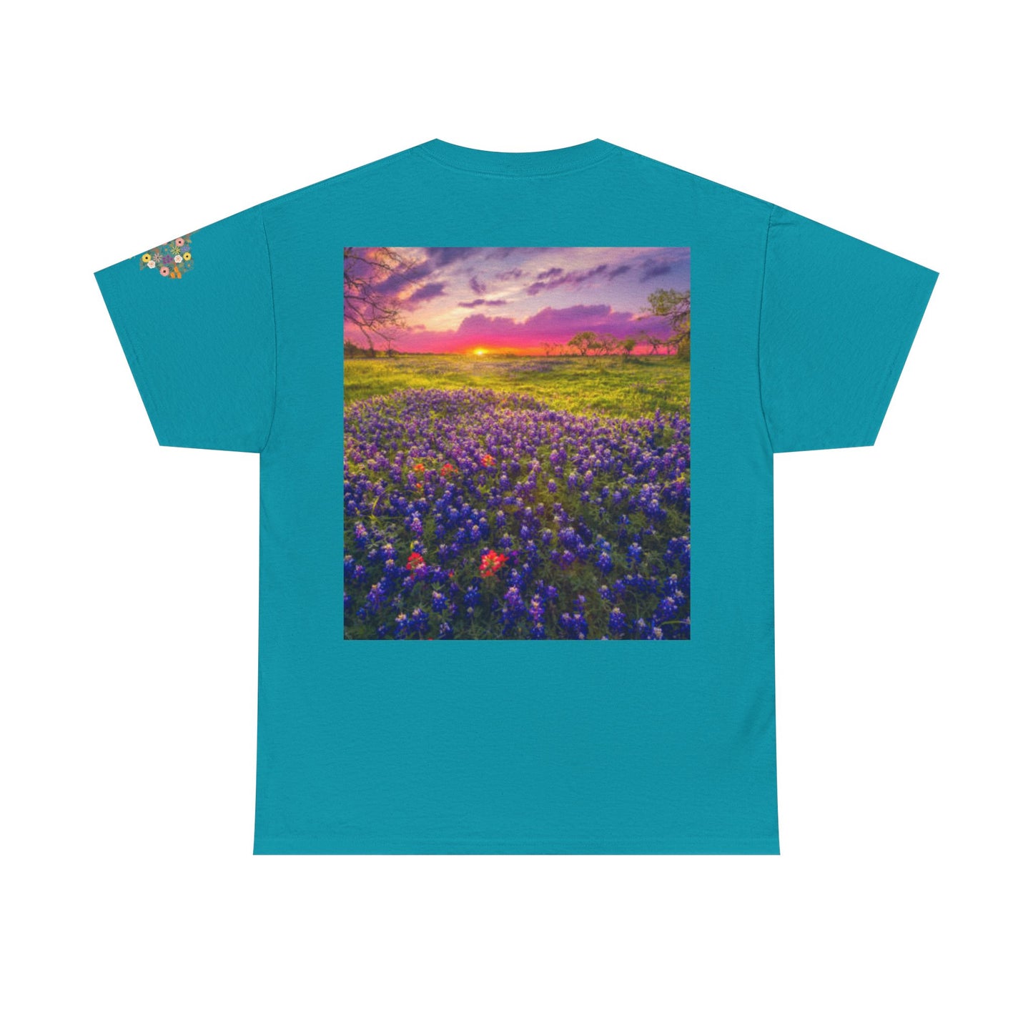 Sunflower Bluebonnets Texas, Customizable T-Shirt for Gardening Lovers, Casual Wear, Gift for Nature Enthusiasts, Spring Fashion