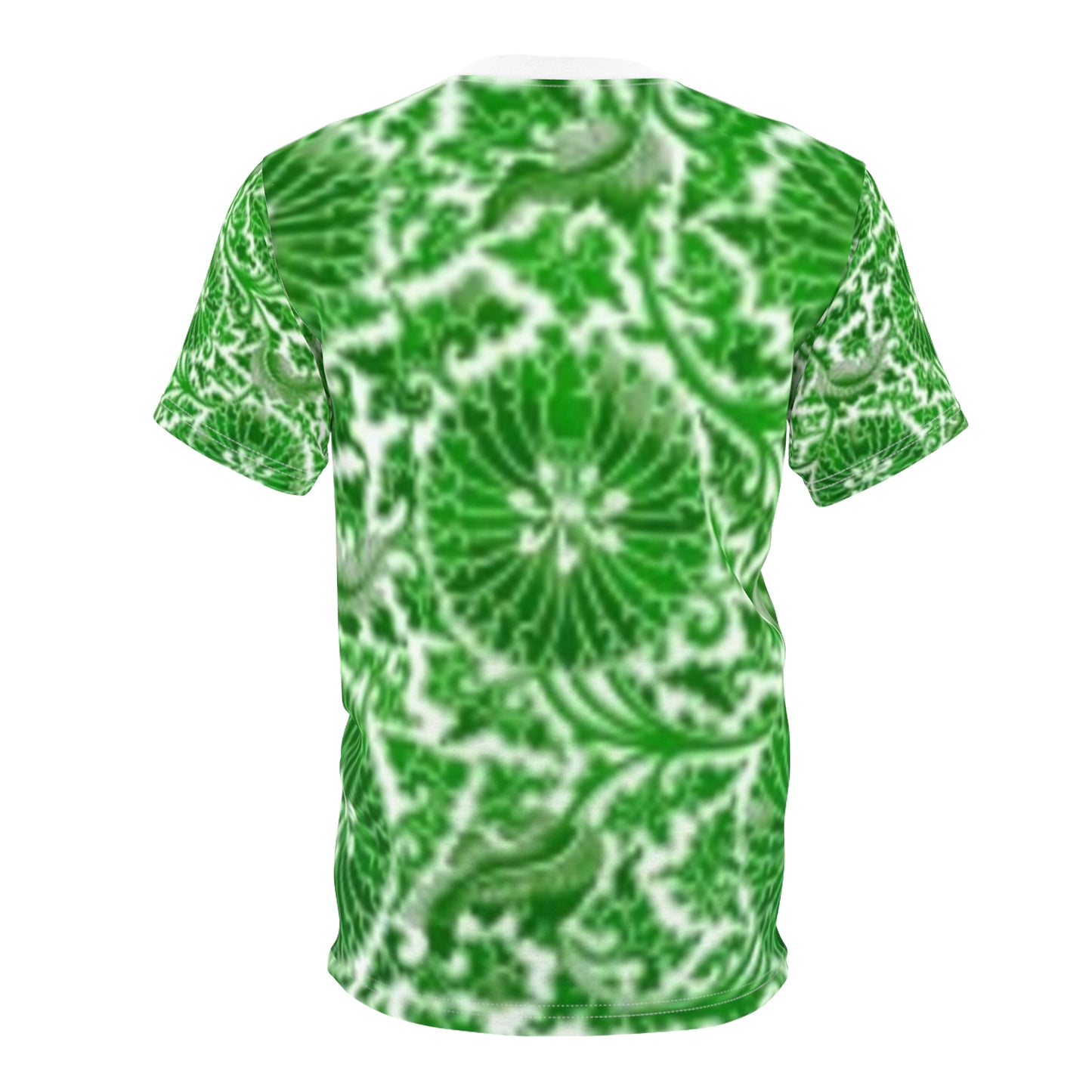 T-shirt unisexe à motif floral vert vibrant, coupé et cousu – T-shirt à motifs uniques pour les amoureux de la nature 