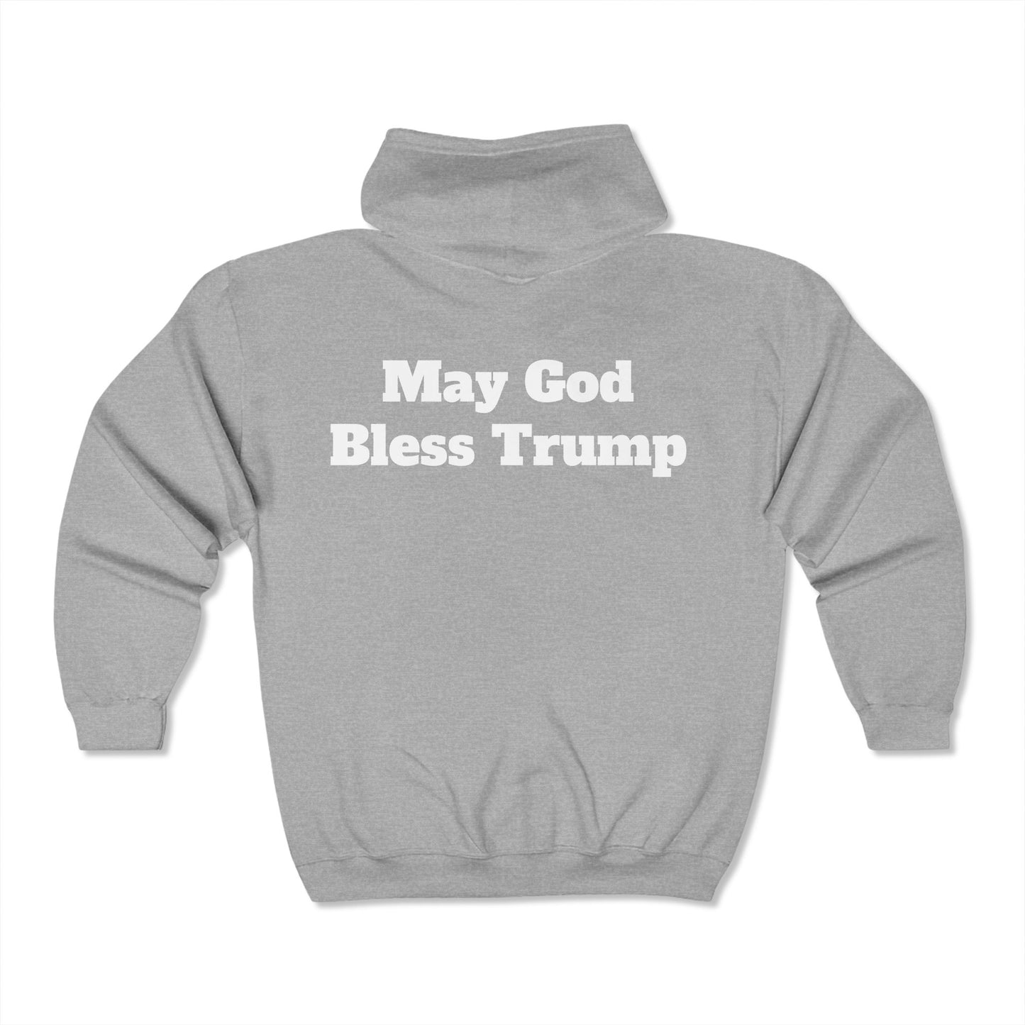 Sudadera con capucha y cremallera completa Que Dios bendiga a Trump