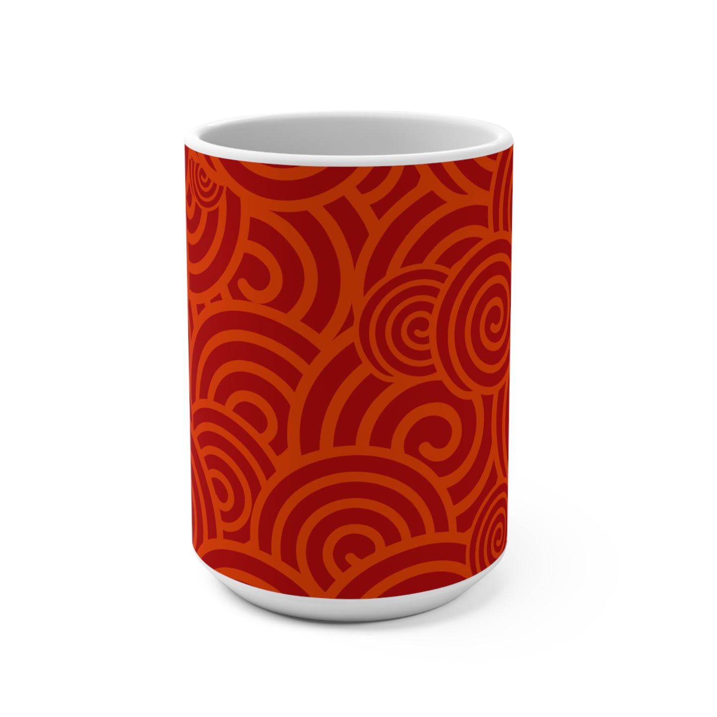 Vibrant Red Swirl Pattern Coffee Mug - 15oz