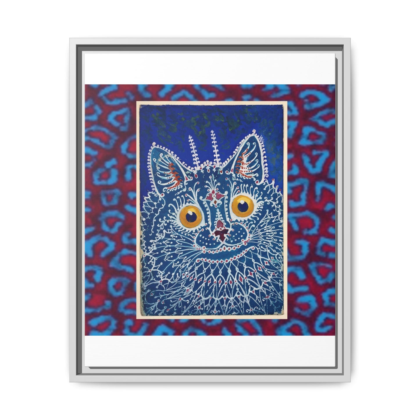 Colorful Cat Framed Matte Canvas Art - Whimsical Home Decor