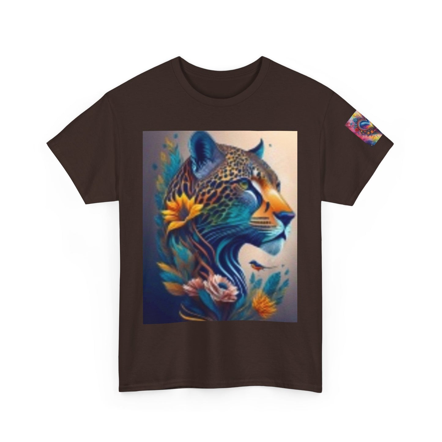 Camiseta unisex de algodón grueso con arte vibrante de la selva: camiseta gráfica inspirada en la naturaleza 