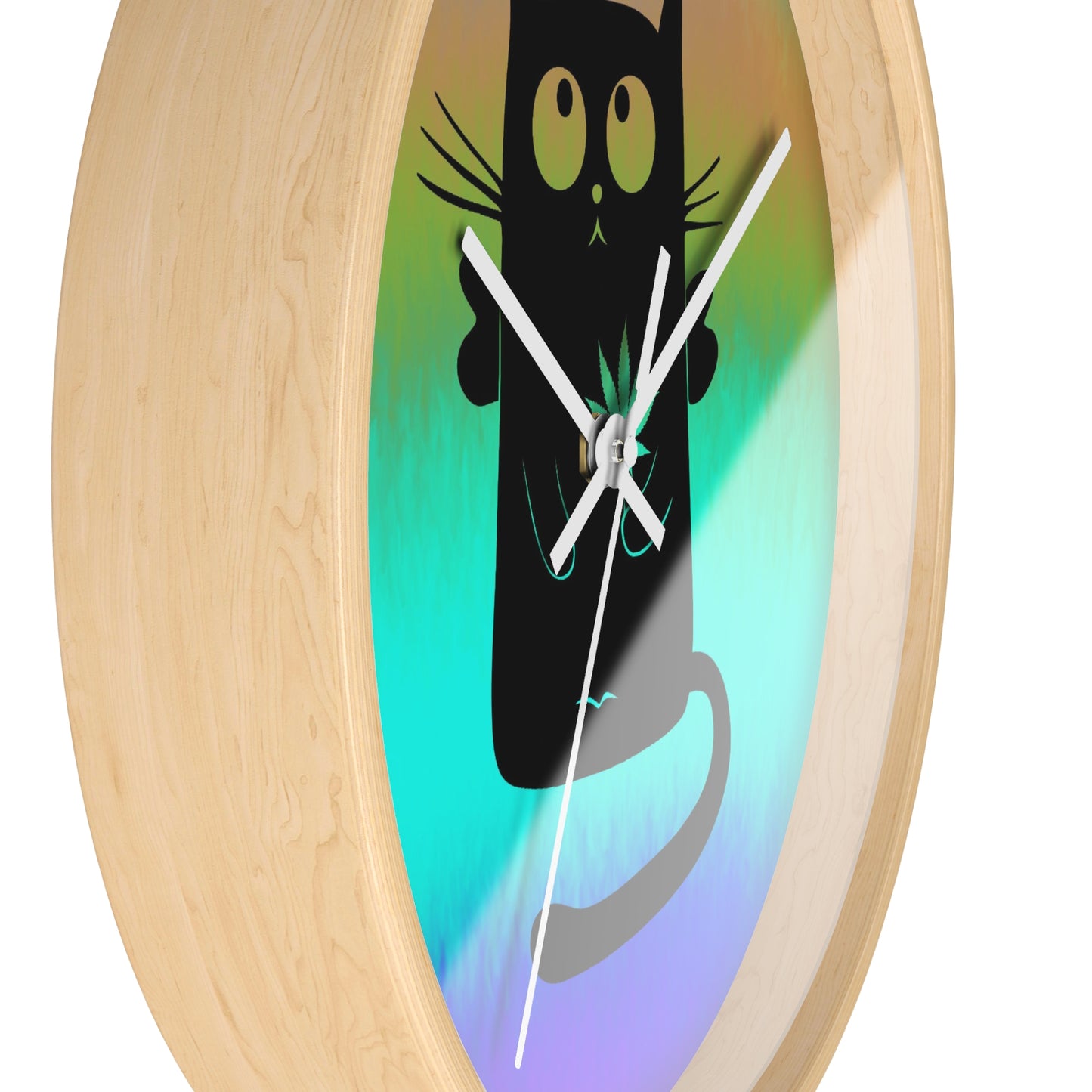 Wall Clock Angel Black Cat