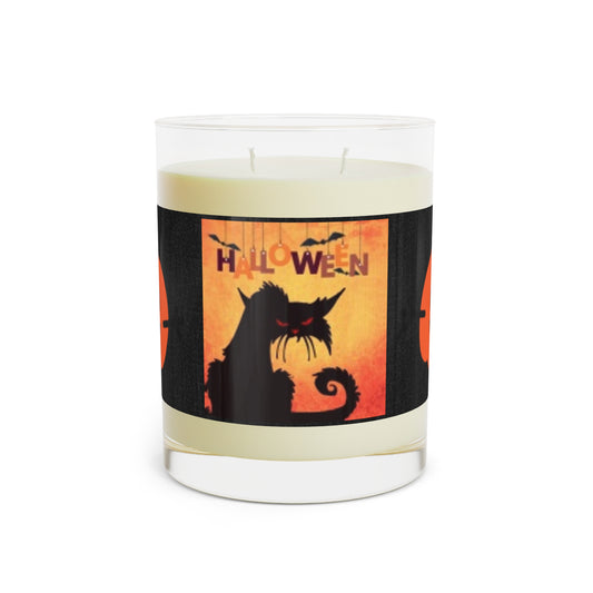 Black Cat & Pumpkins Scented Candle - Full Glass, 11oz Halloween Love This Candle In Every Room!