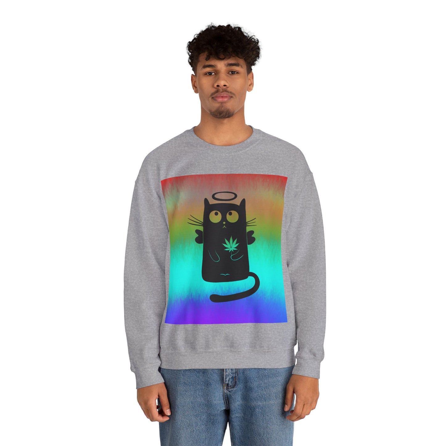 Black Cat Angel Unisex Heavy Blend Crewneck Sweatshirt