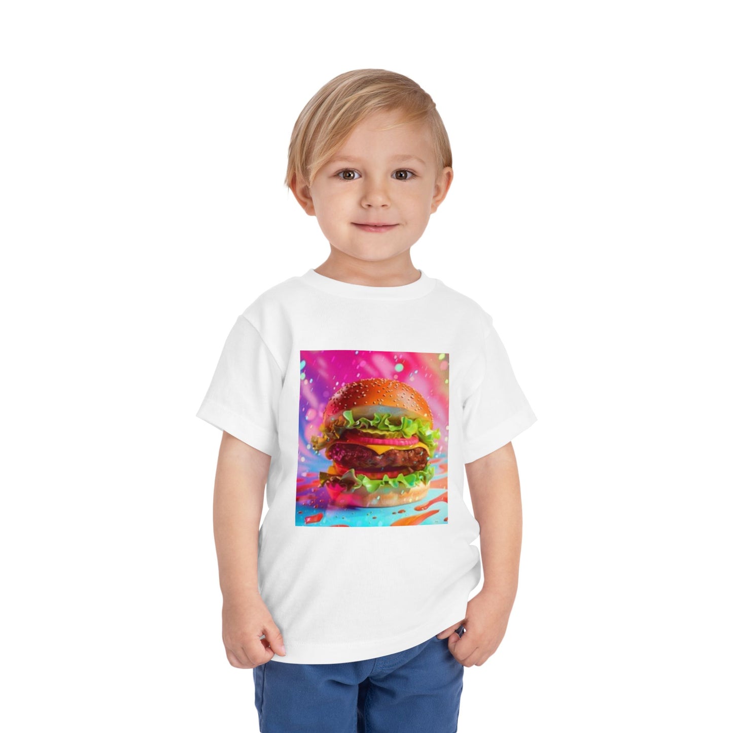 Colorful Burger Toddler Tee - Fun & Playful Kids' Short Sleeve Shirt