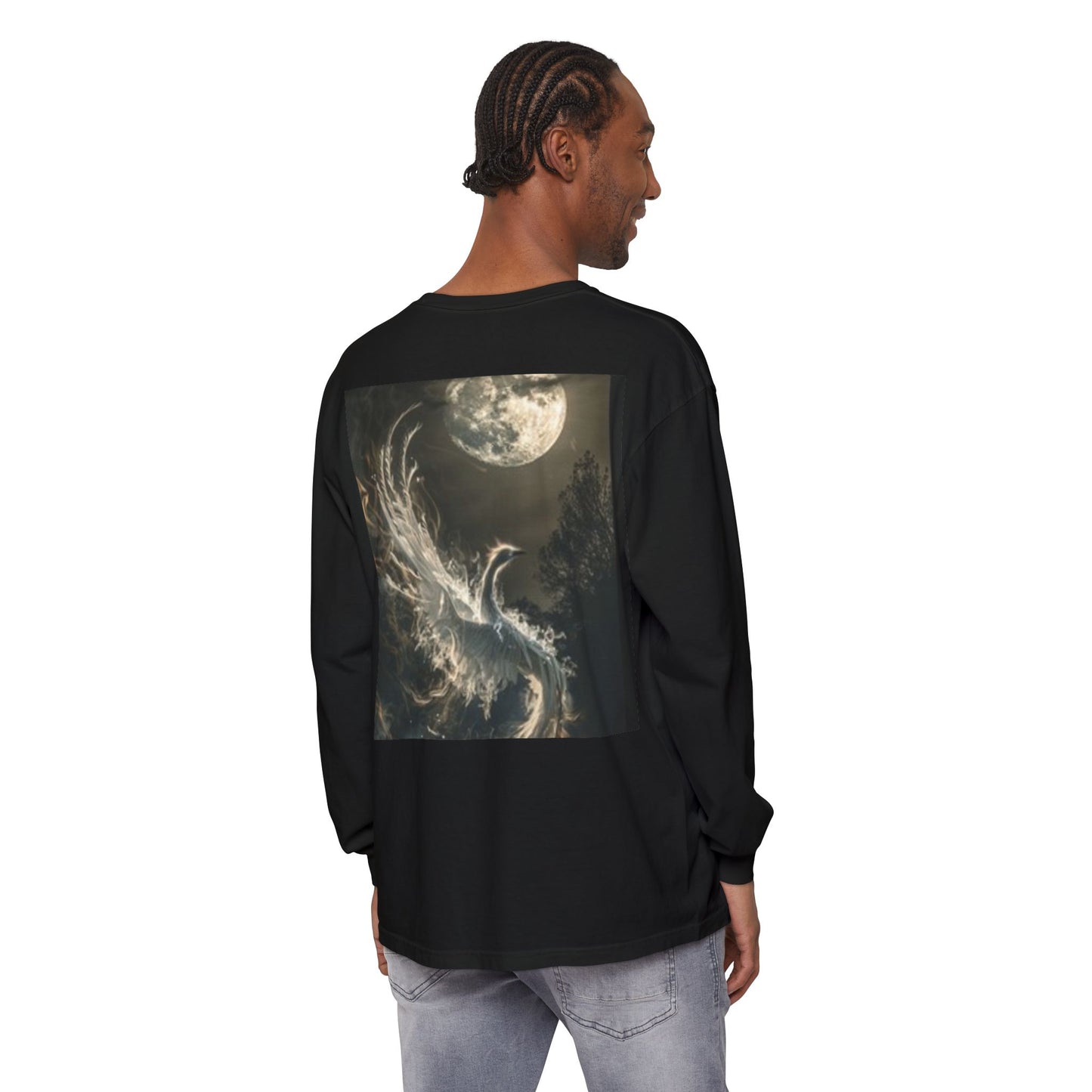 T-shirt mystique à manches longues | Motif magicien céleste et phénix 