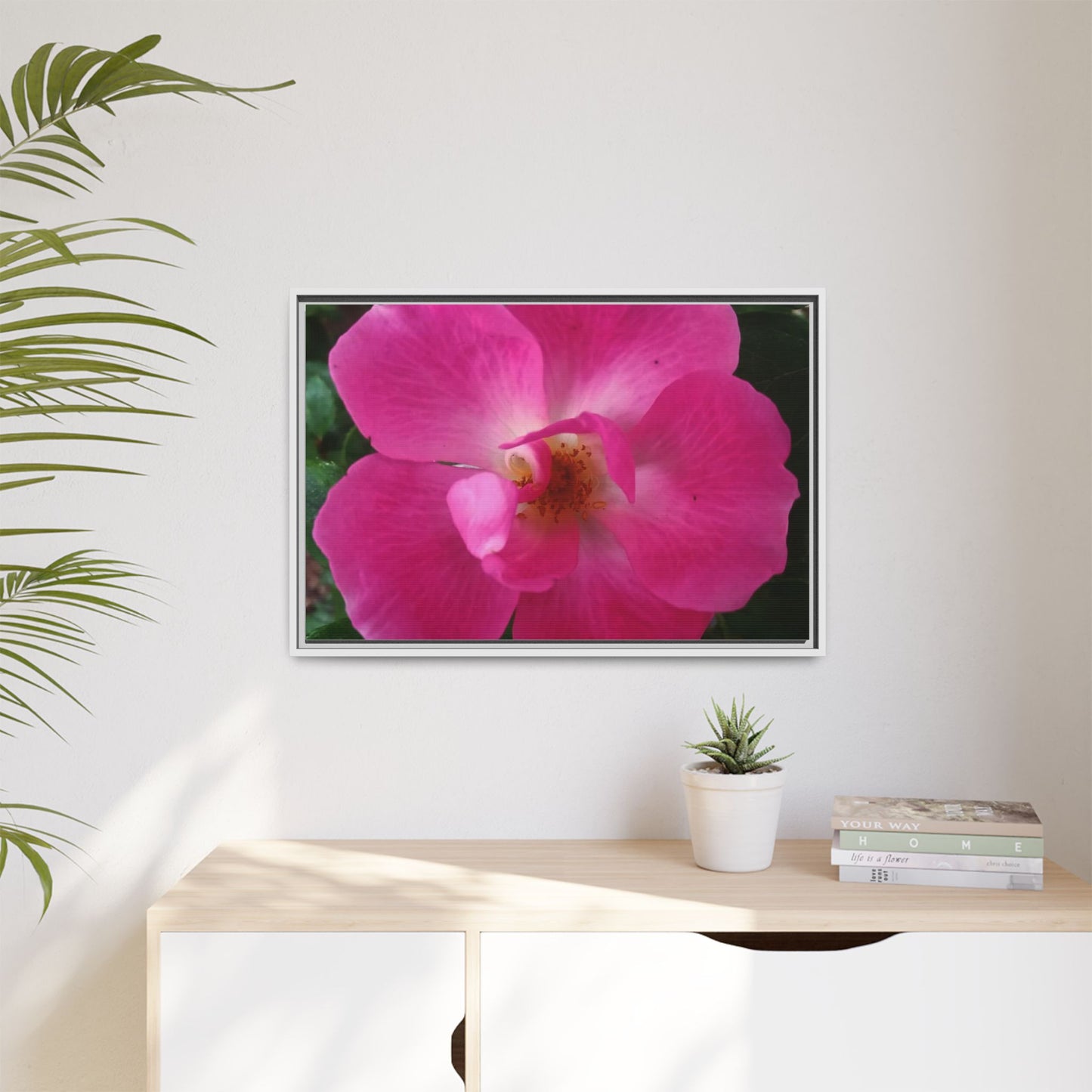 Framed Floral Canvas Art Print | Vibrant Pink Flower Decor, Wall Art for Home, Gift for Her, Mother's Day, Birthday