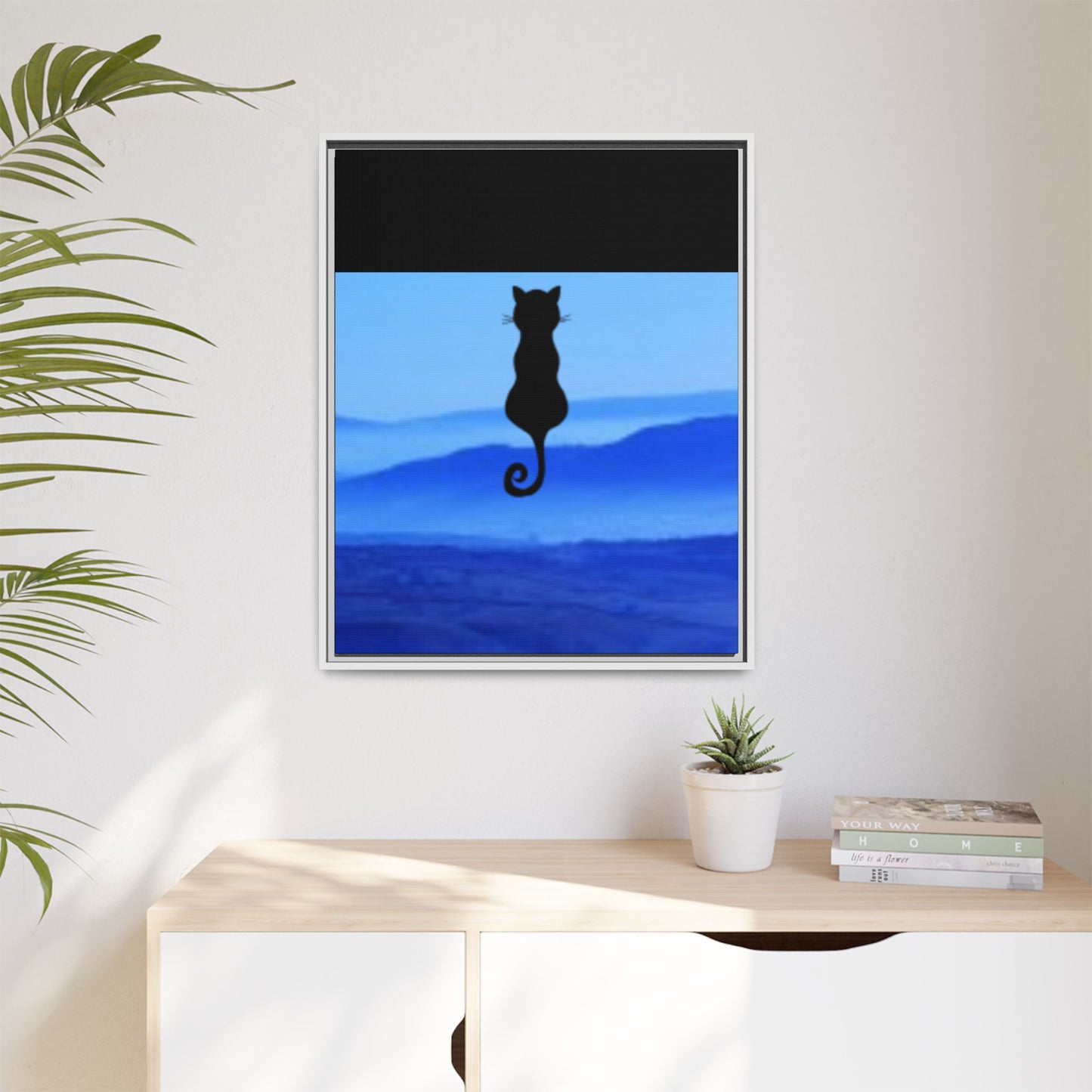Framed Cat Silhouette Art Print, Wall Decor, Cat Lover Gift, Home Office Art, Pet Memorial
