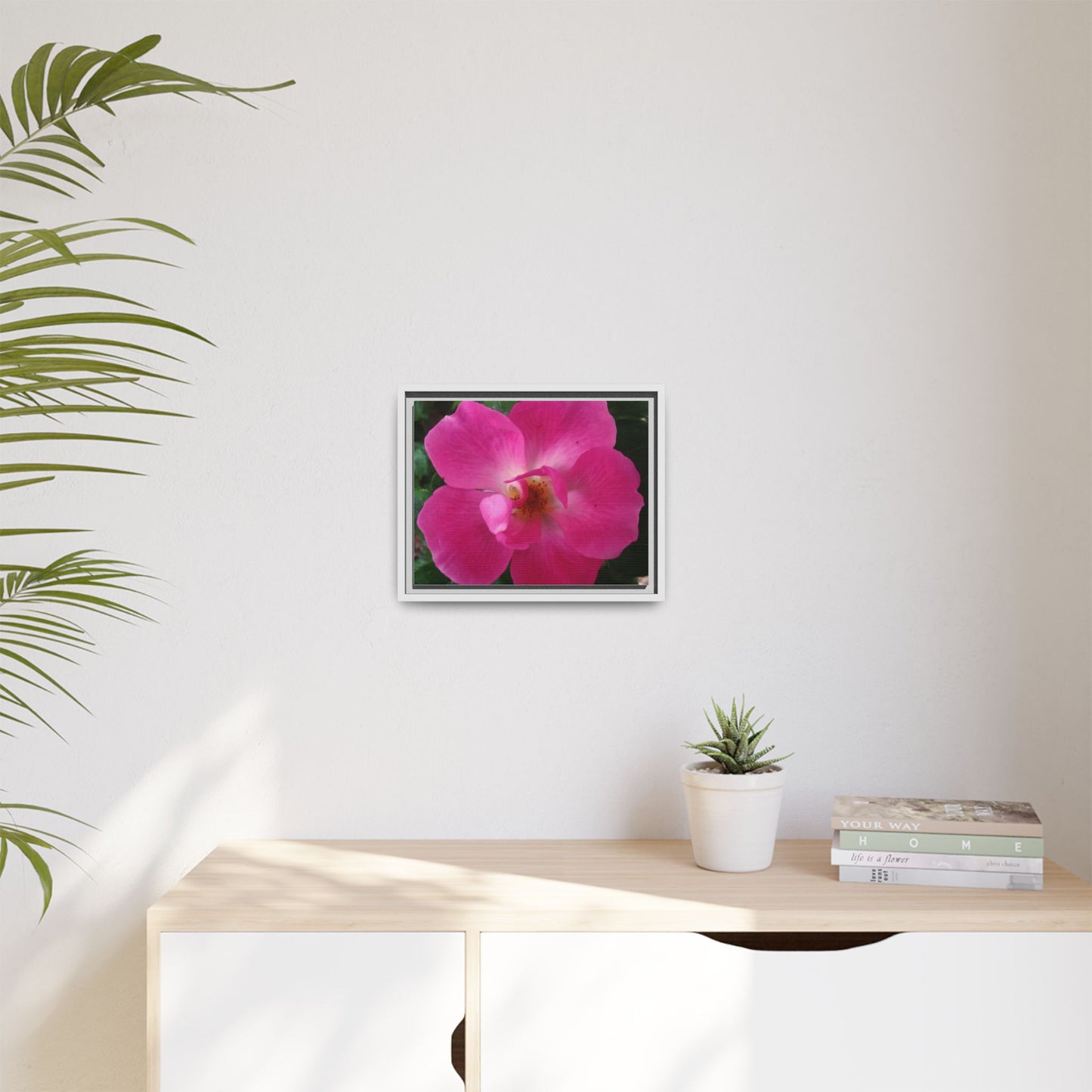 Framed Floral Canvas Art Print | Vibrant Pink Flower Decor, Wall Art for Home, Gift for Her, Mother's Day, Birthday