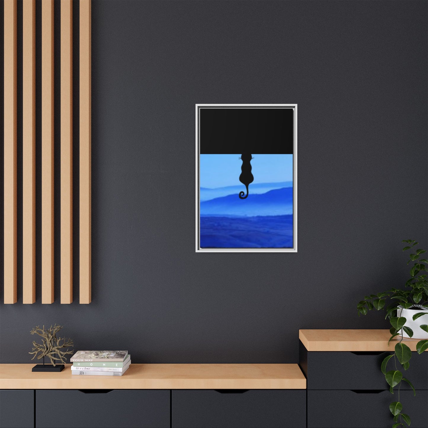 Framed Cat Silhouette Art Print, Wall Decor, Cat Lover Gift, Home Office Art, Pet Memorial