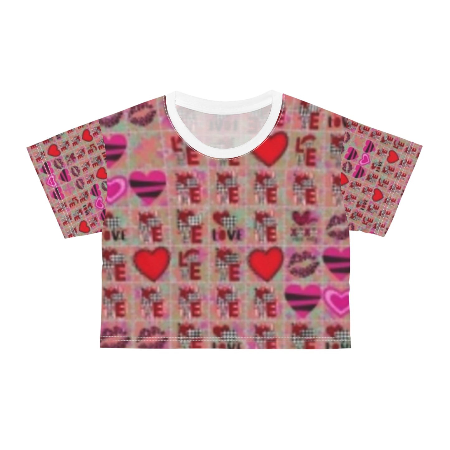 Camiseta corta para mujer con corazones y pijama "Teniendo sueños soñolientos"