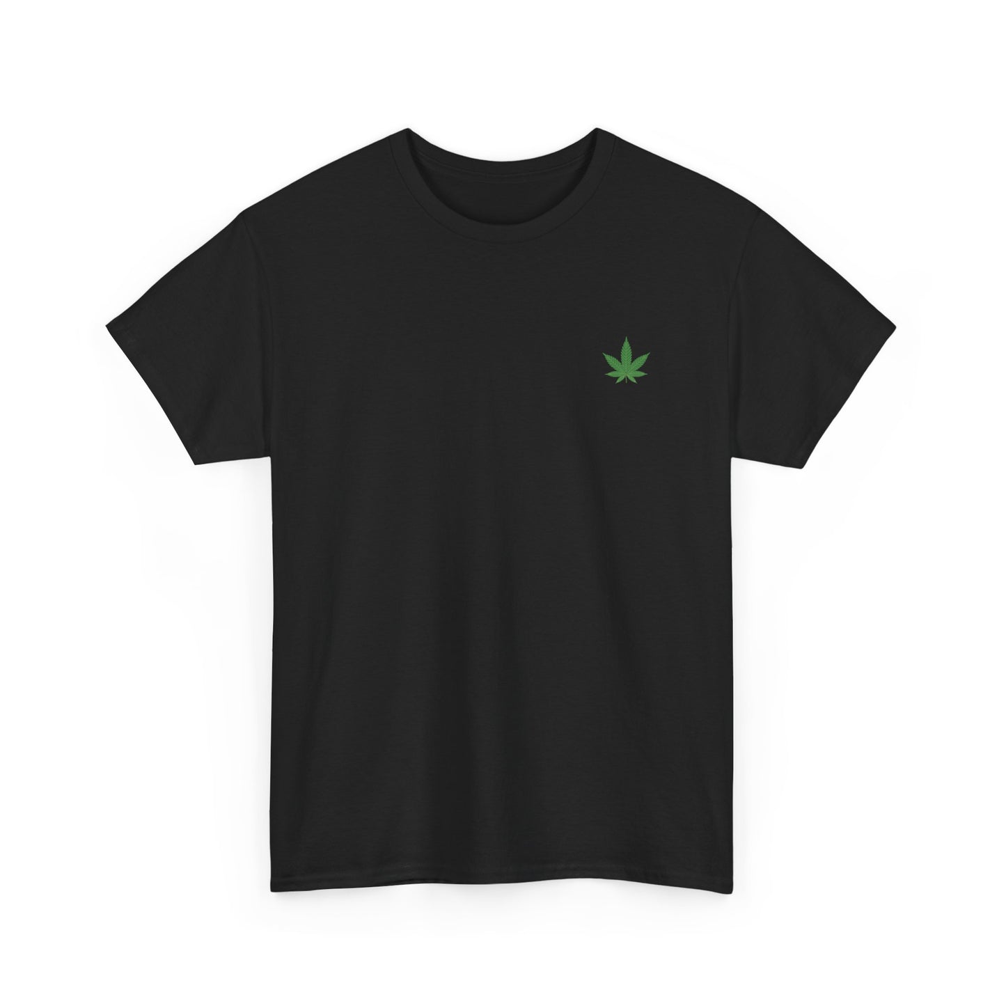 T-shirt unisexe en coton épais avec motif feuille de cannabis verte