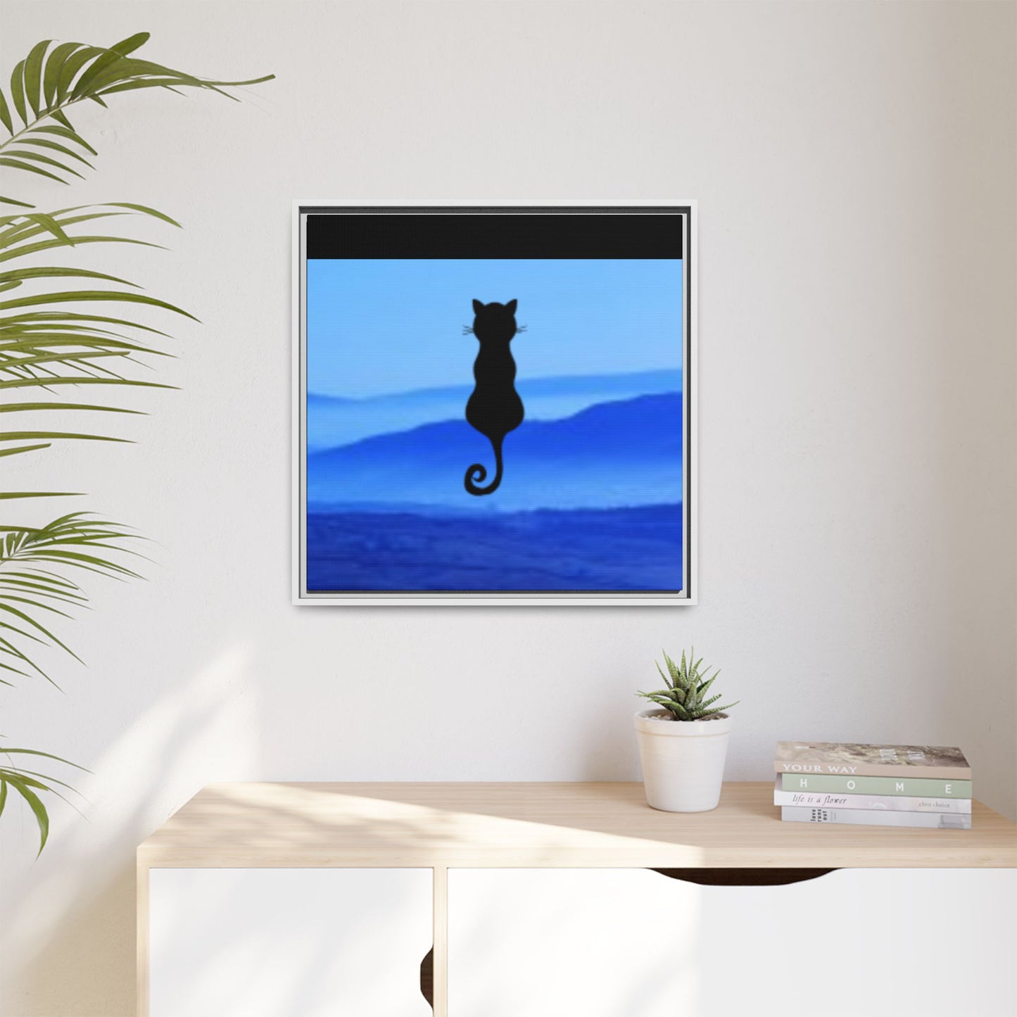 Framed Cat Silhouette Art Print, Wall Decor, Cat Lover Gift, Home Office Art, Pet Memorial