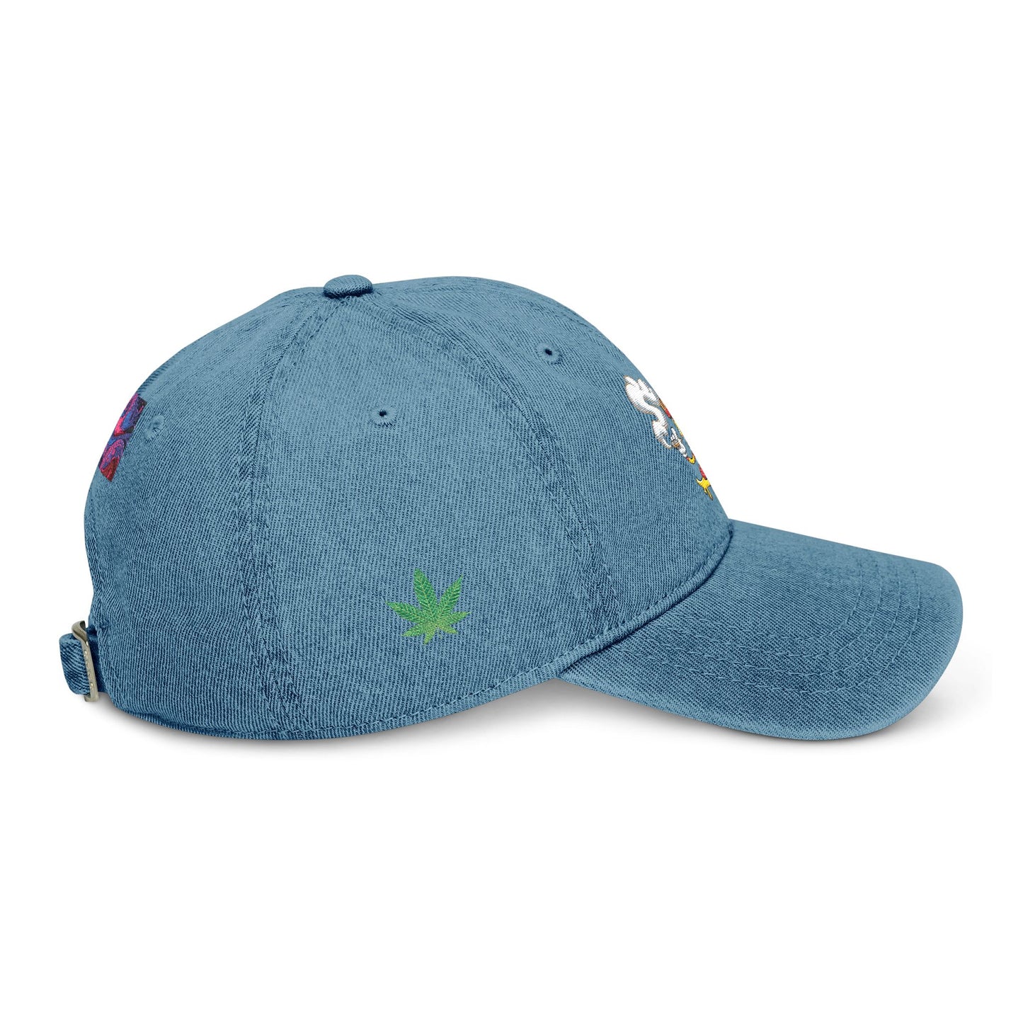 Denim Hat Cartoon Pizza Marijuana Money Sign Colorful Design