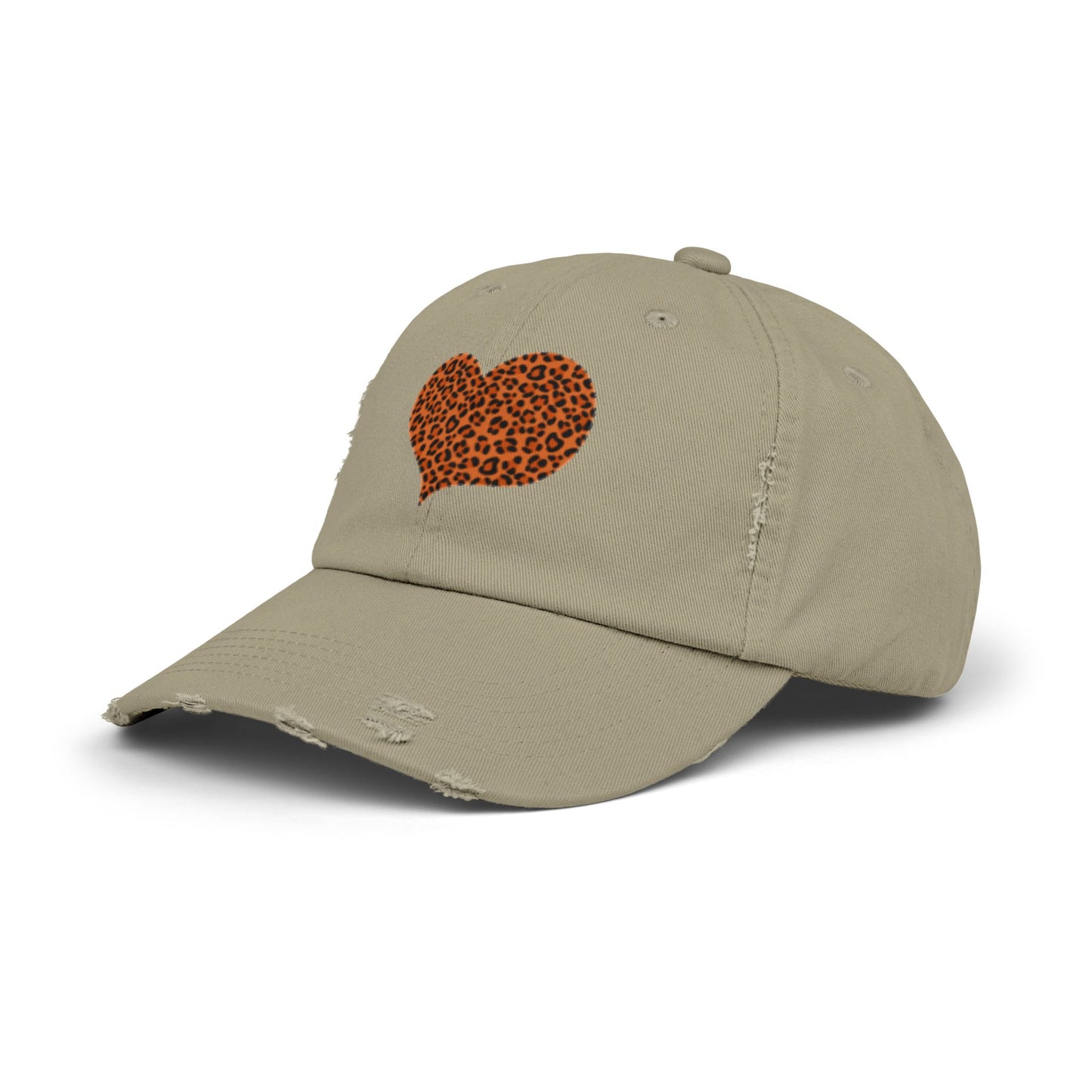 Leopard Heart Distressed Unisex Cap - Trendy Casual Headwear for Every Occasion