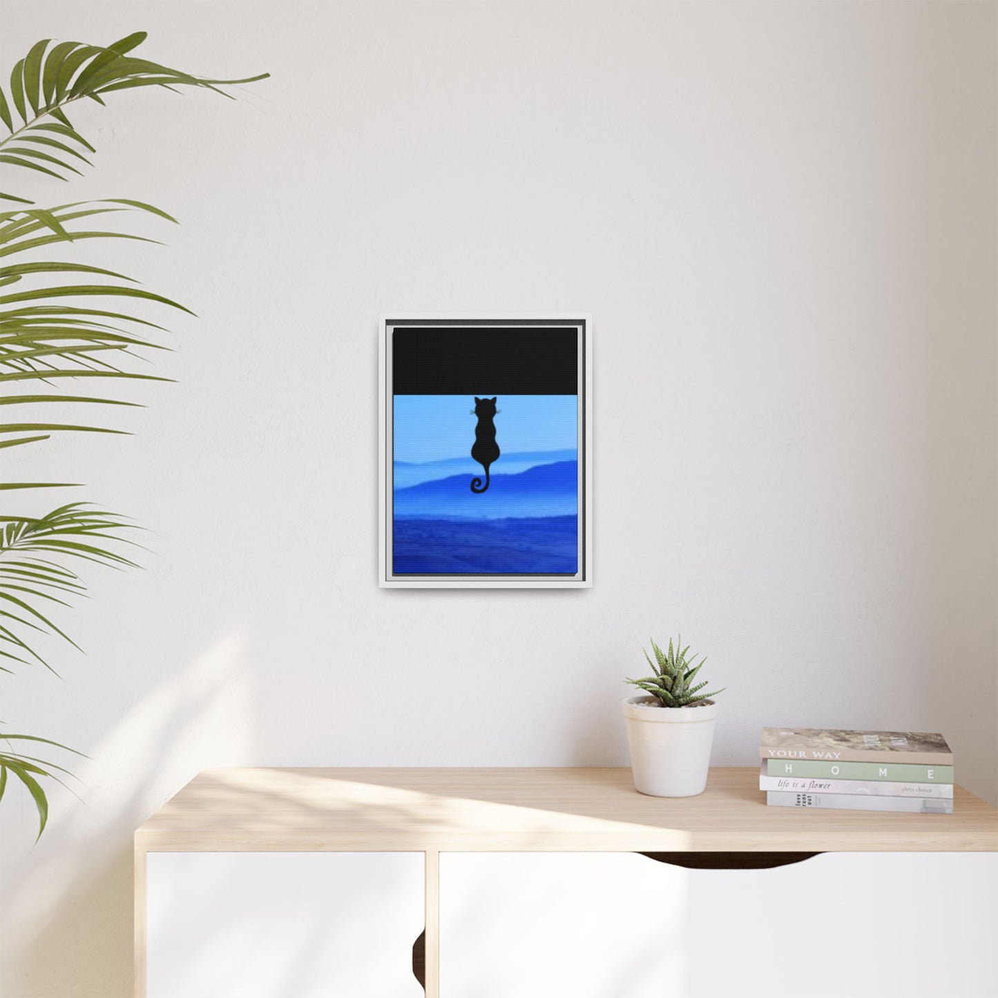 Framed Cat Silhouette Art Print, Wall Decor, Cat Lover Gift, Home Office Art, Pet Memorial