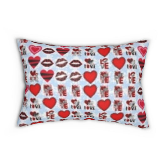 Pillow 20"x14" Hearts Lips Love