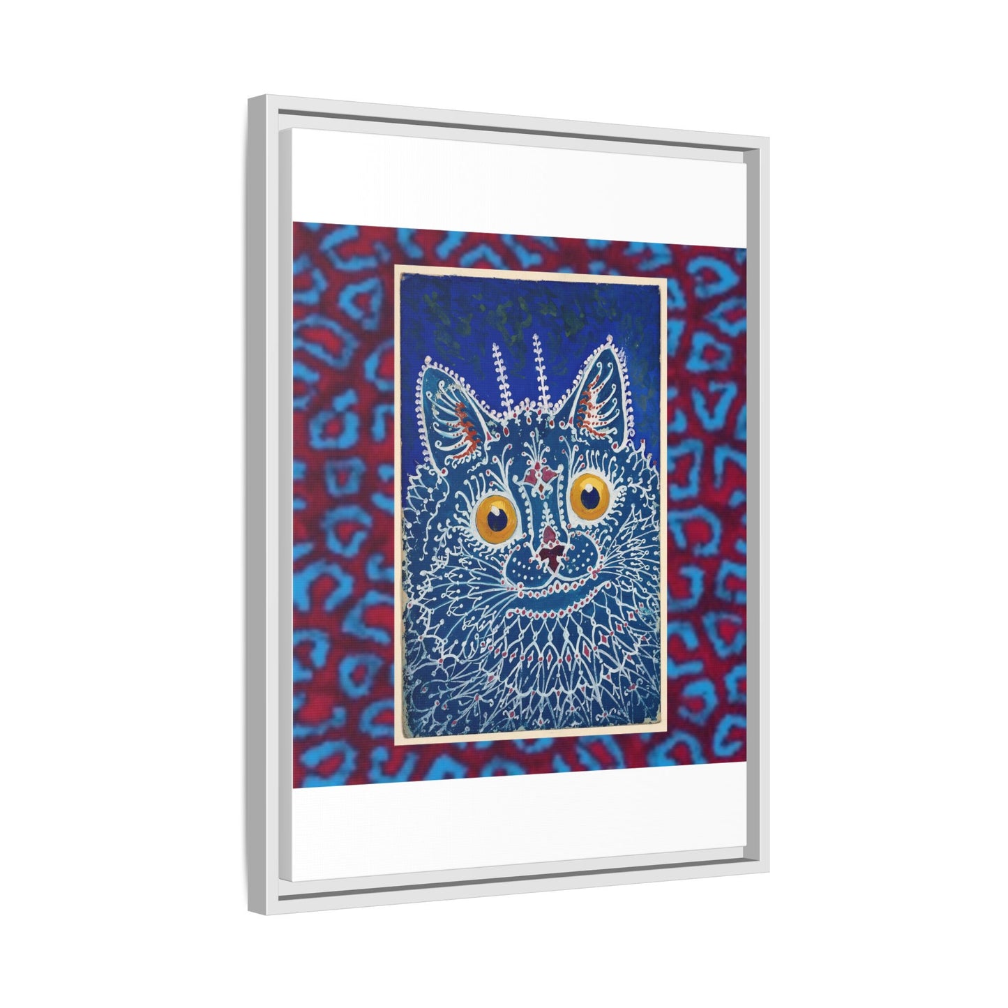Colorful Cat Framed Matte Canvas Art - Whimsical Home Decor