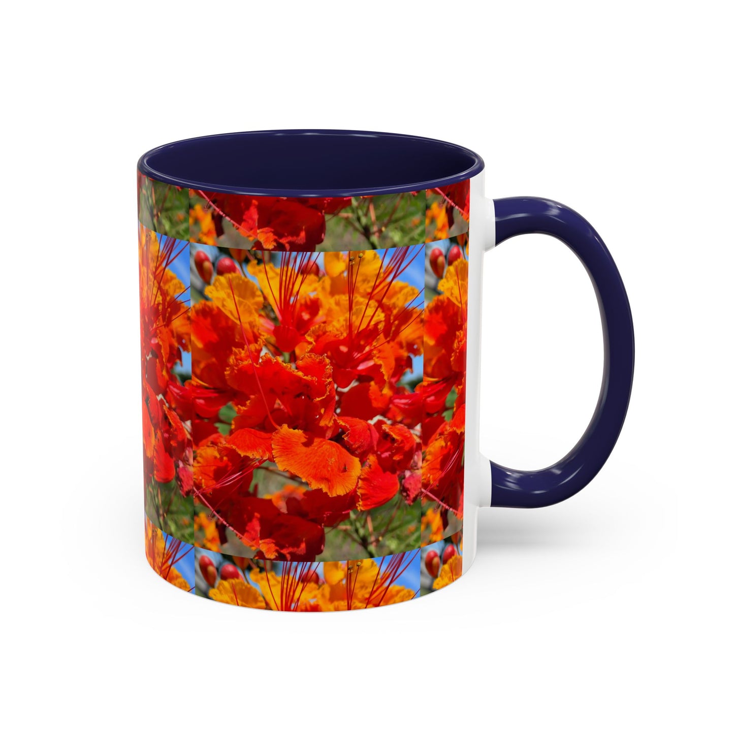 Orange Flowers Accent Coffee Mug 11 oz Great for Coffee Tea Milk Water Juice Ice Cream Soup