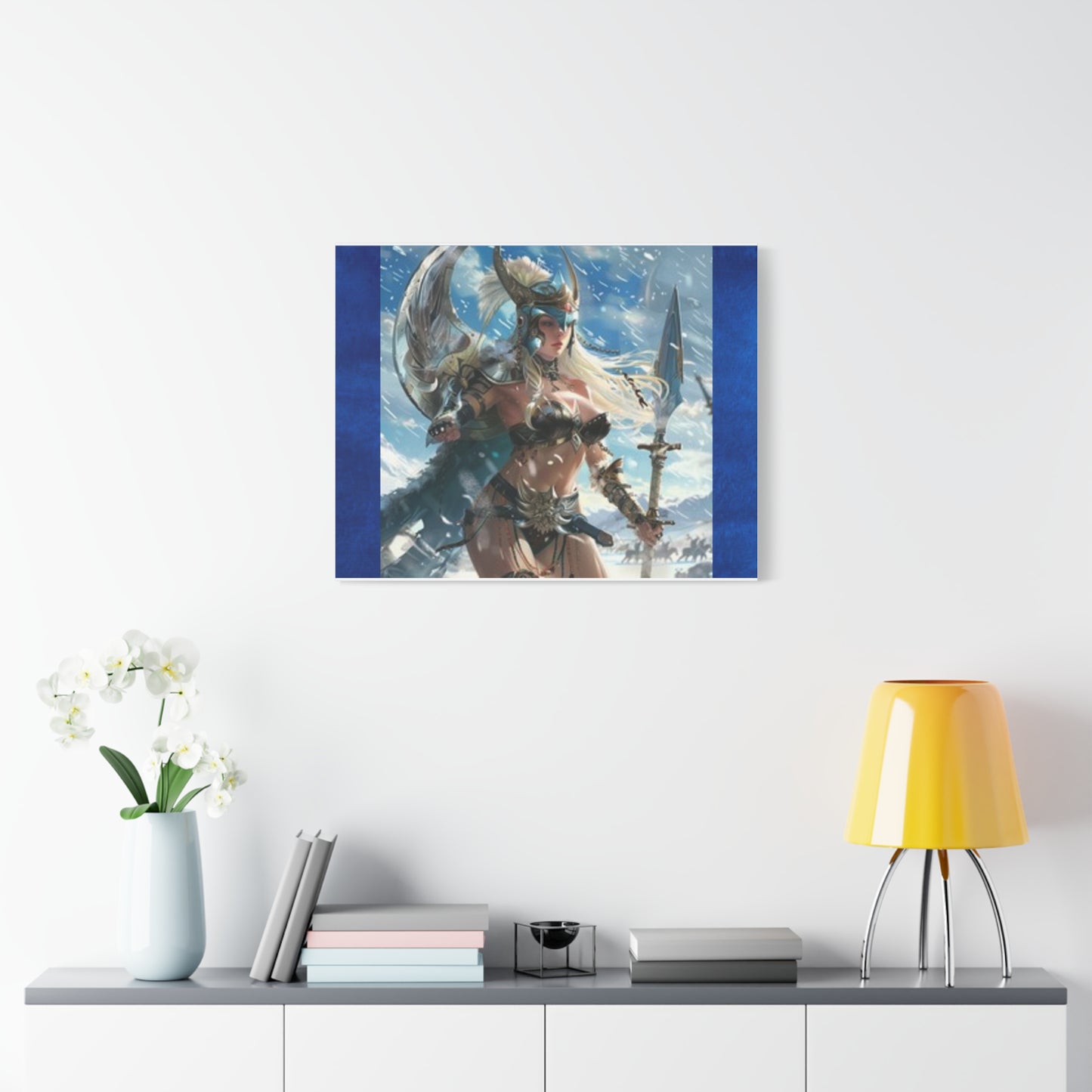 Fantasy Warrior Woman Canvas Art Print, Wall Decor for Gamers, Bold Room Aesthetic, Gift for Art Lovers, Home Office Decoration, Unique Wall Art