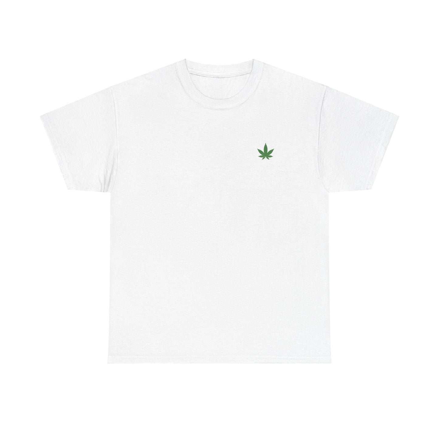 T-shirt unisexe en coton épais avec motif feuille de cannabis verte
