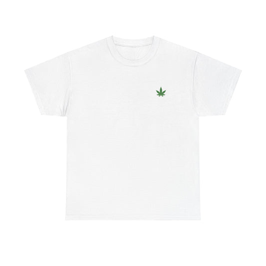T-shirt unisexe en coton épais avec motif feuille de cannabis verte