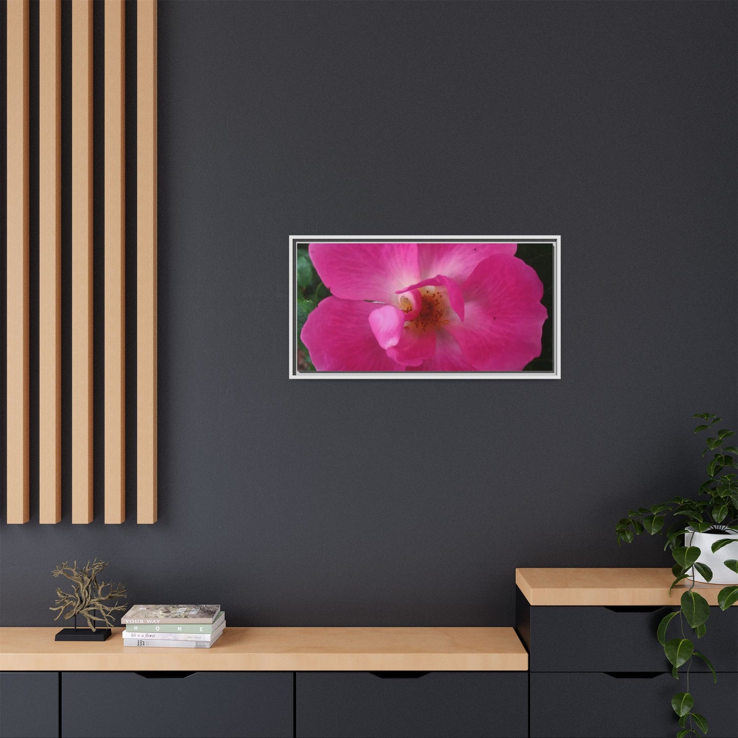 Framed Floral Canvas Art Print | Vibrant Pink Flower Decor, Wall Art for Home, Gift for Her, Mother's Day, Birthday