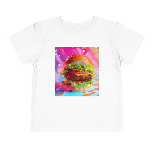 Colorful Burger Toddler Tee - Fun & Playful Kids' Short Sleeve Shirt