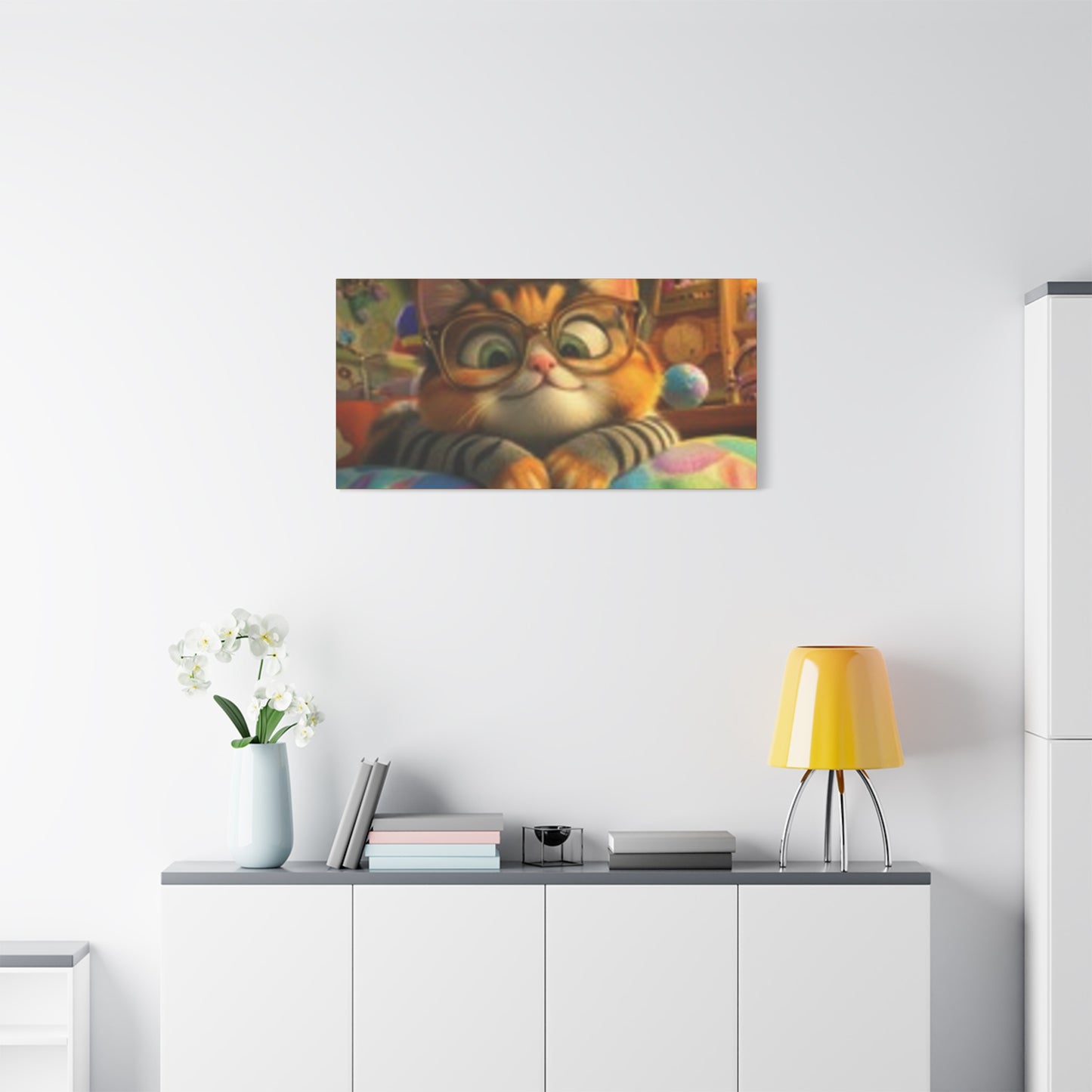 Charming Cat Canvas Wall Art, Cat Lover Decor, Cute Cat Artwork, Gift for Pet Owners, Whimsical Home Decor, Cat-Themed Room