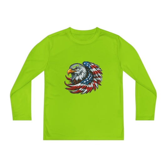 Youth Long Sleeve Tee - Patriotic Eagle & Fun Dog Design, USA Flag Apparel for Independence Day, Gifts for Kids, Casual Wear, Cool Tee
