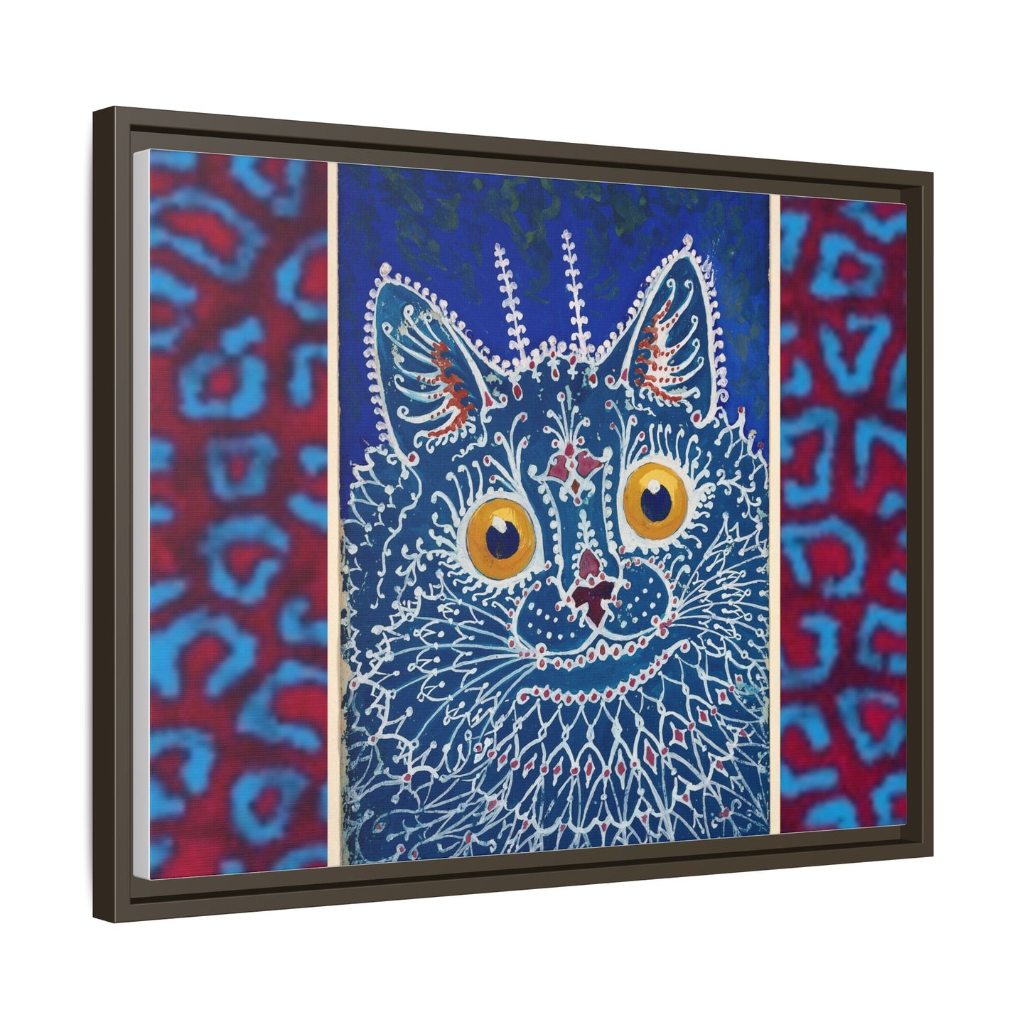 Colorful Cat Framed Matte Canvas Art - Whimsical Home Decor