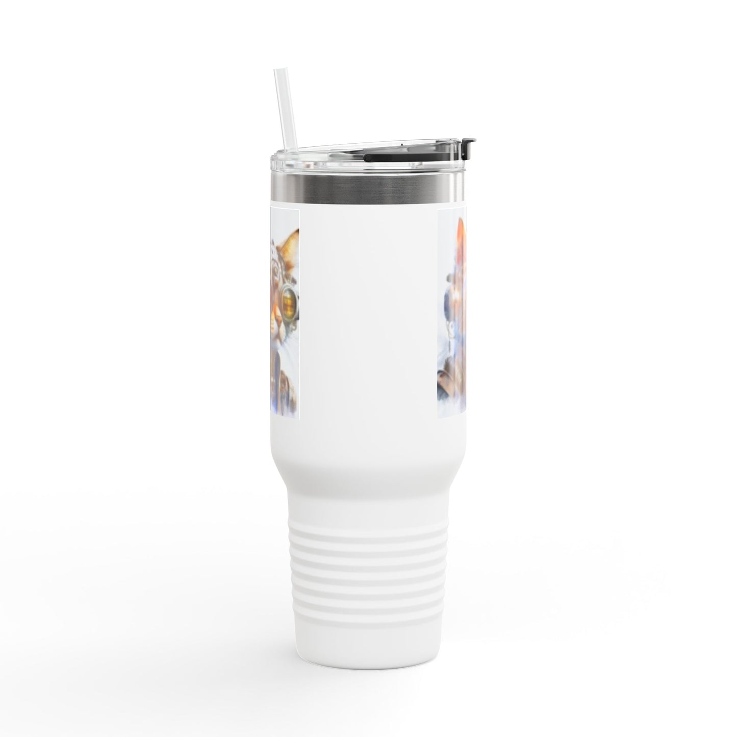 Insulated Travel Mug, 40oz Futuristic Cat with Metal