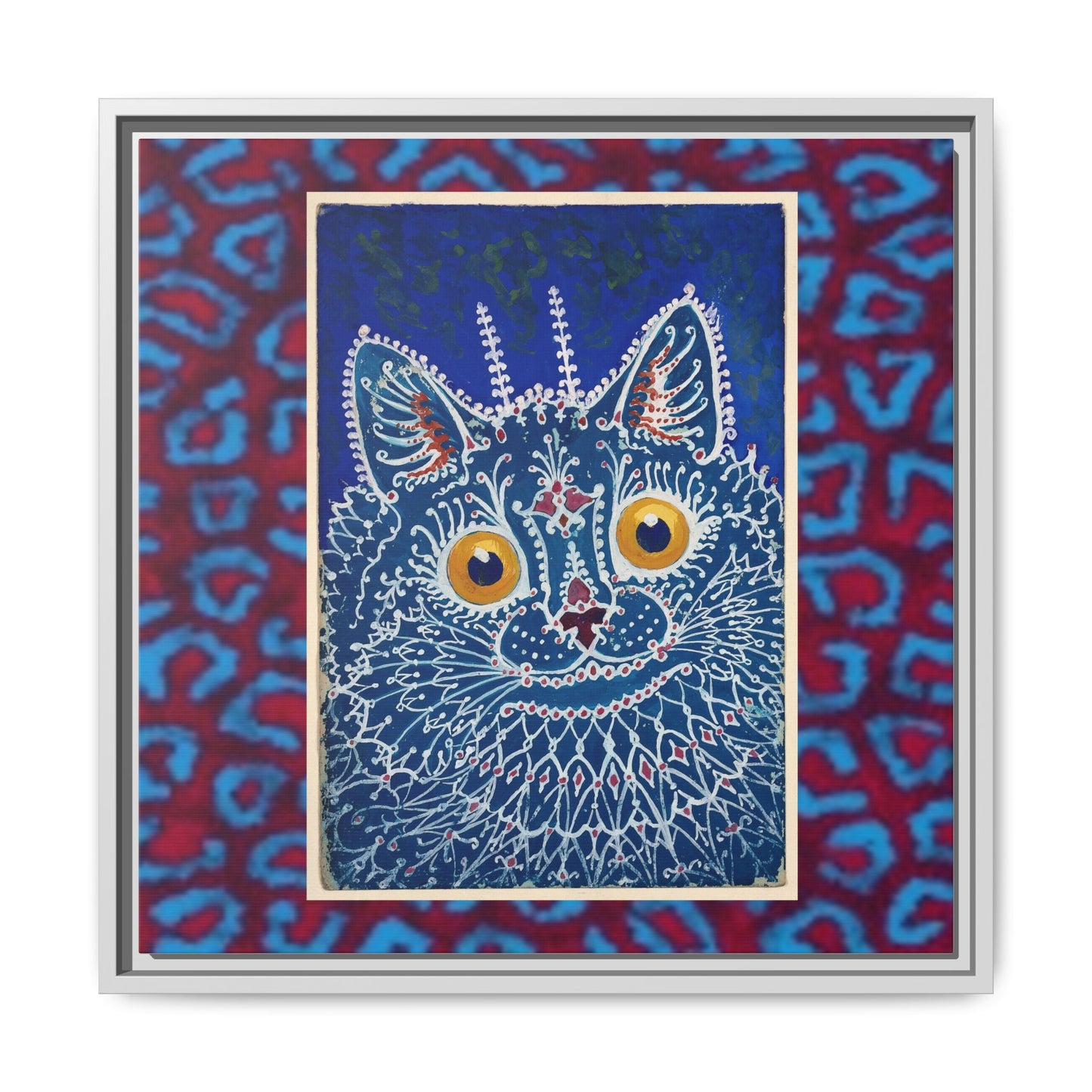 Colorful Cat Framed Matte Canvas Art - Whimsical Home Decor
