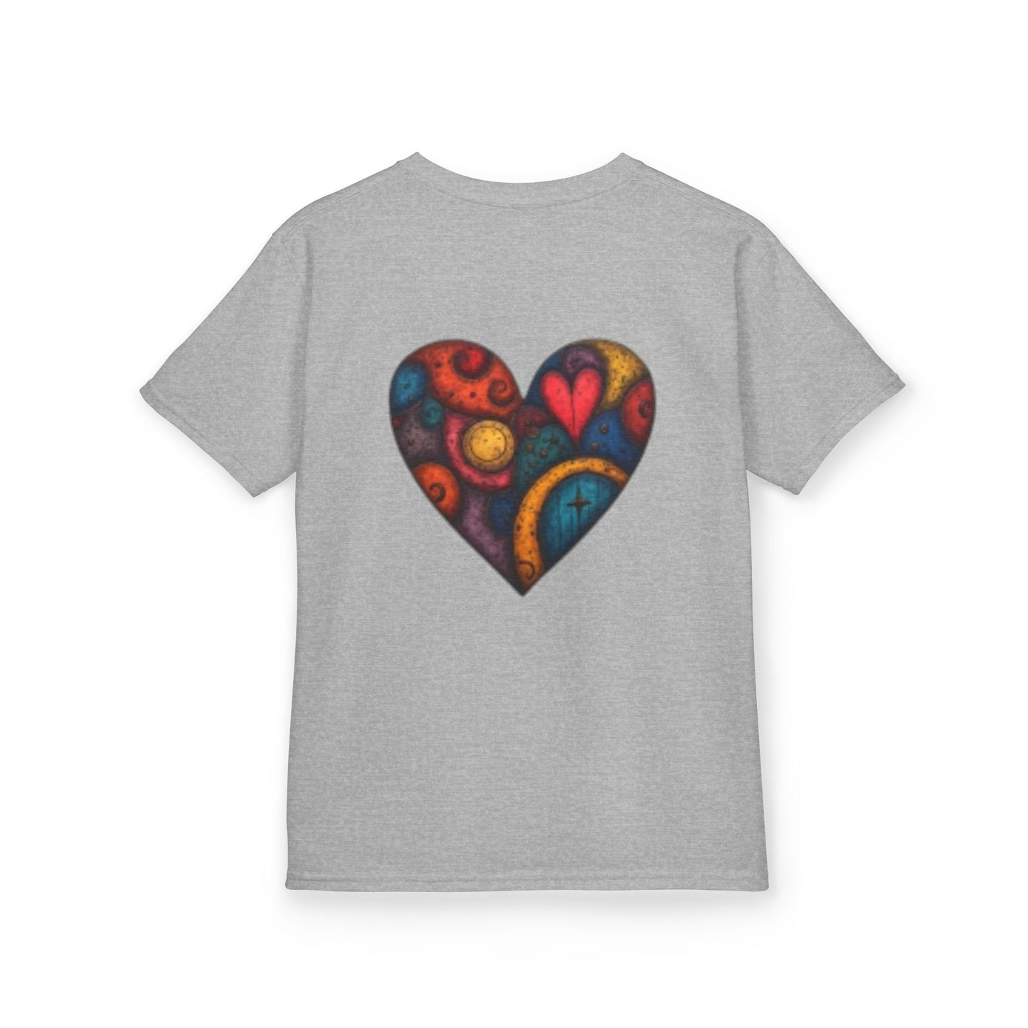 Children with Cats & Heart Kids Heavy Cotton T-shirt Looking Fabulous!