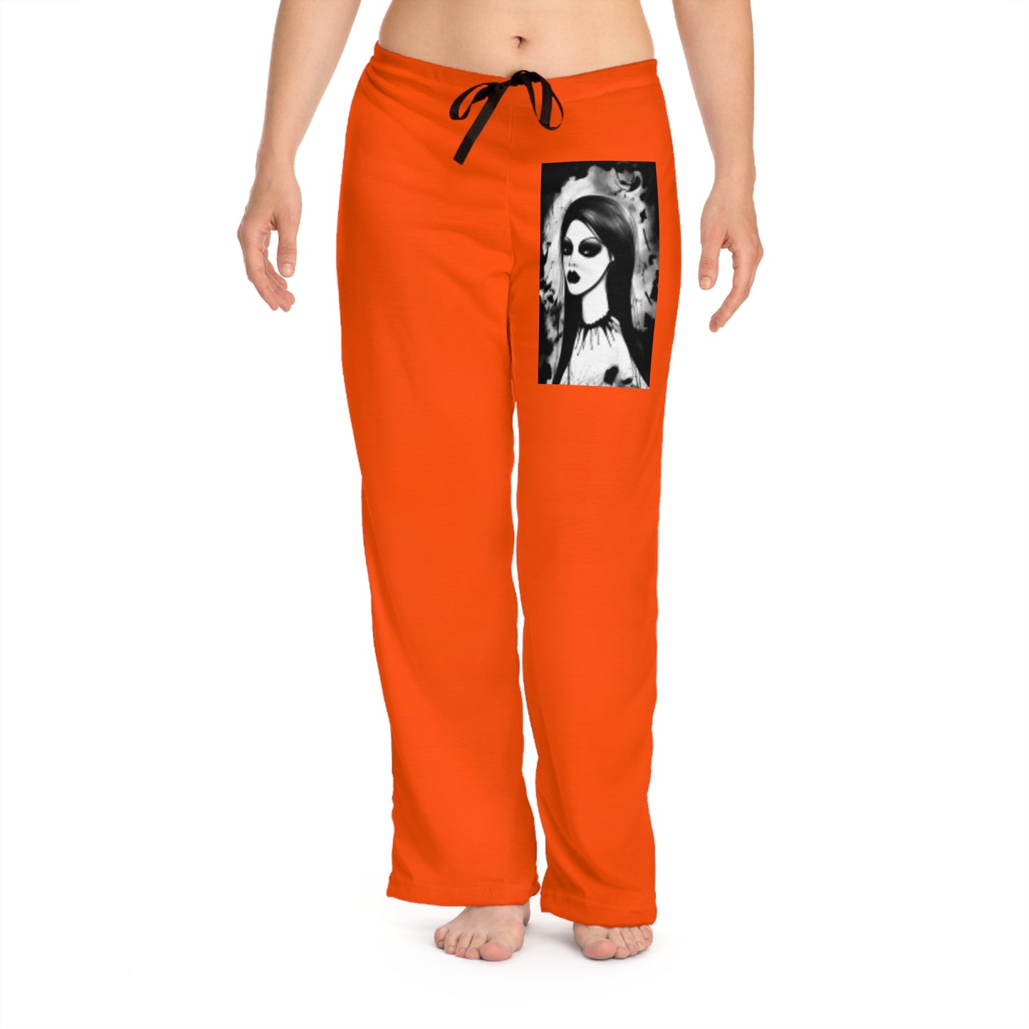 Gothic Girl & Pumpkin  Women's Pajama Pants Pajama Party on Halloween!