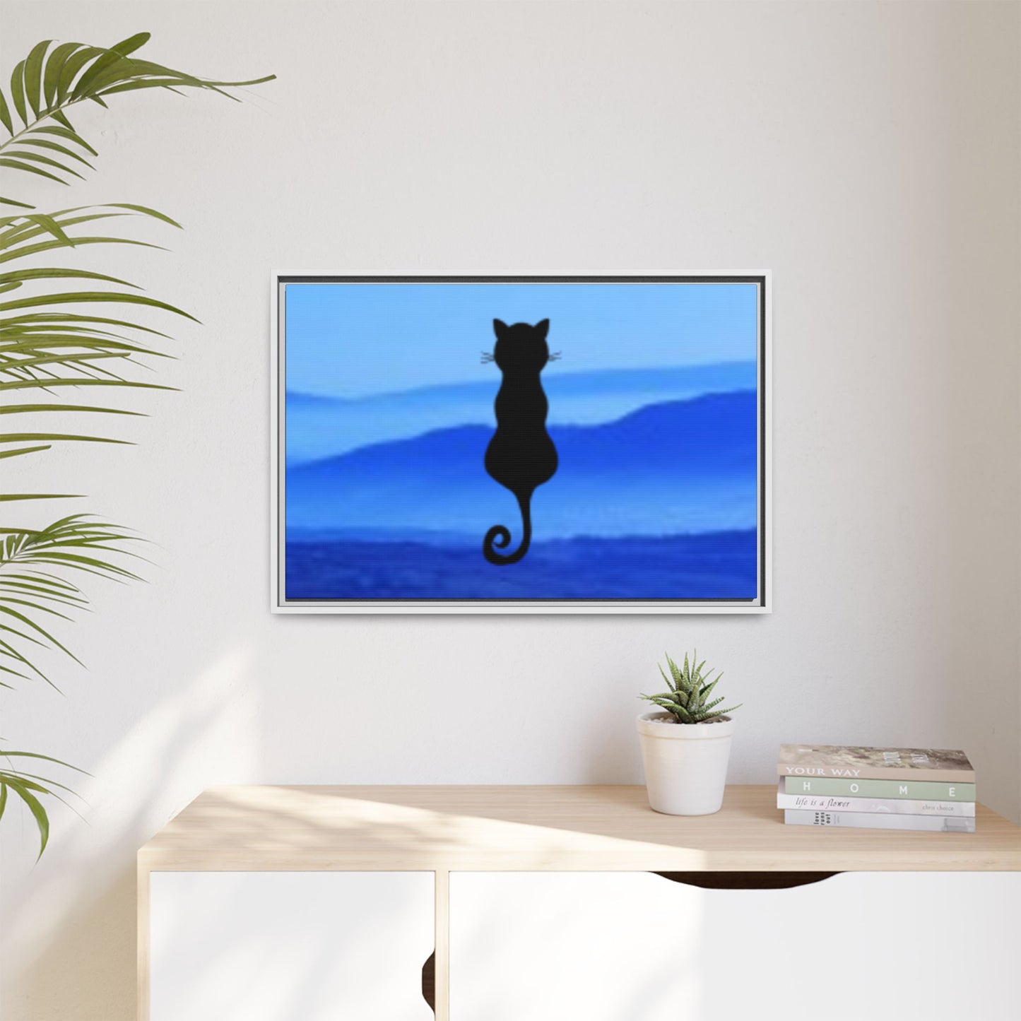 Framed Cat Silhouette Art Print, Wall Decor, Cat Lover Gift, Home Office Art, Pet Memorial