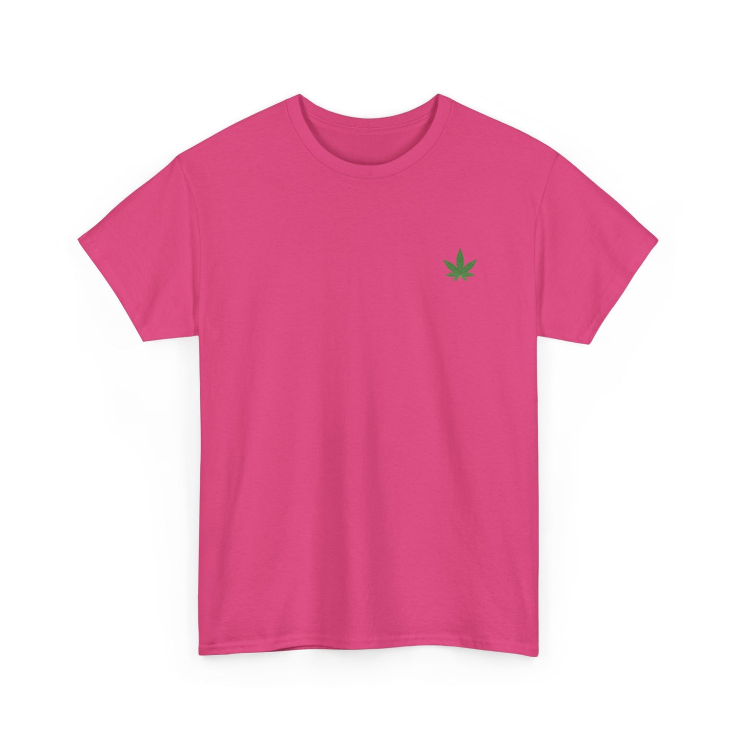 T-shirt unisexe en coton épais avec motif feuille de cannabis verte